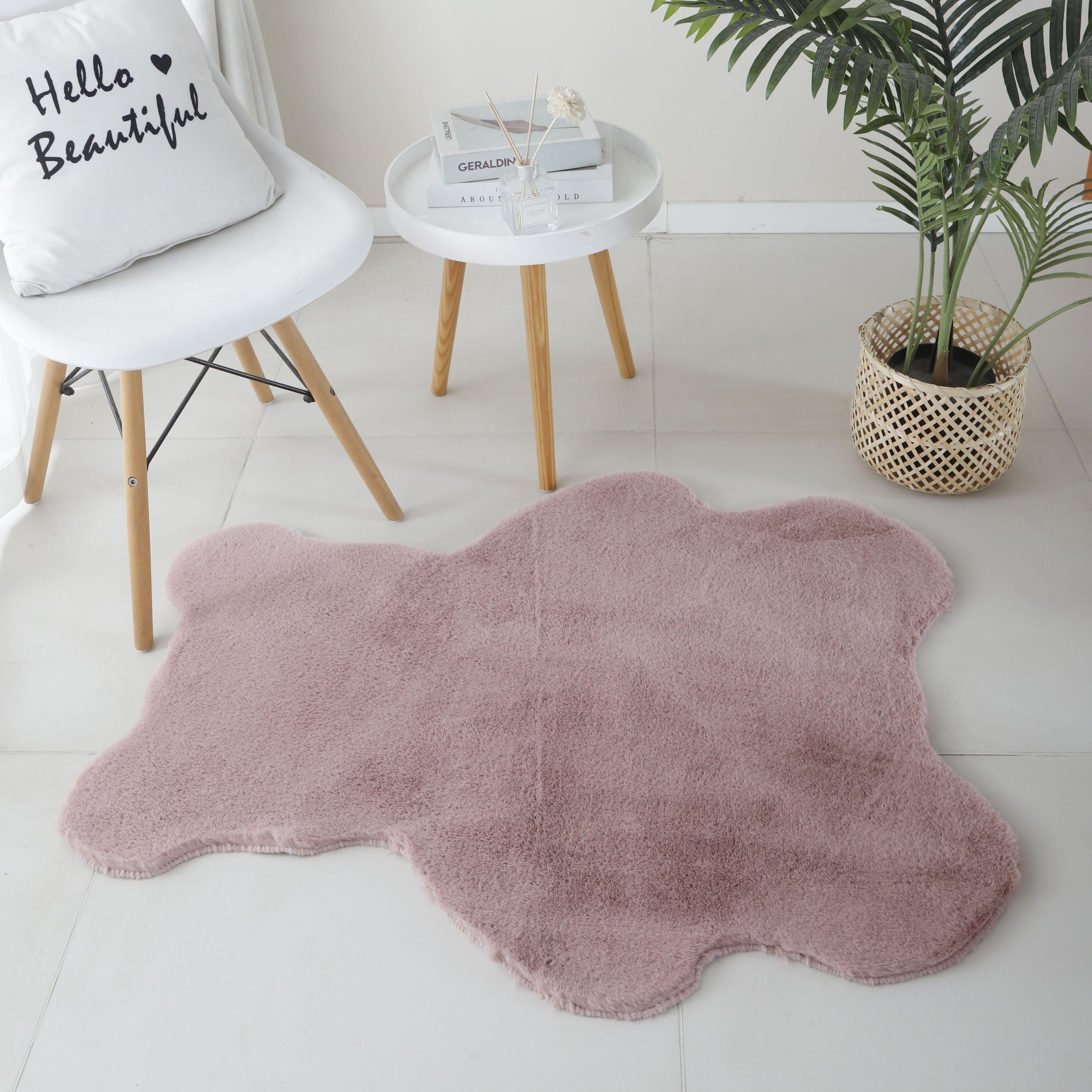 Rug plush plain bear shape faux fur children's room super soft fur look