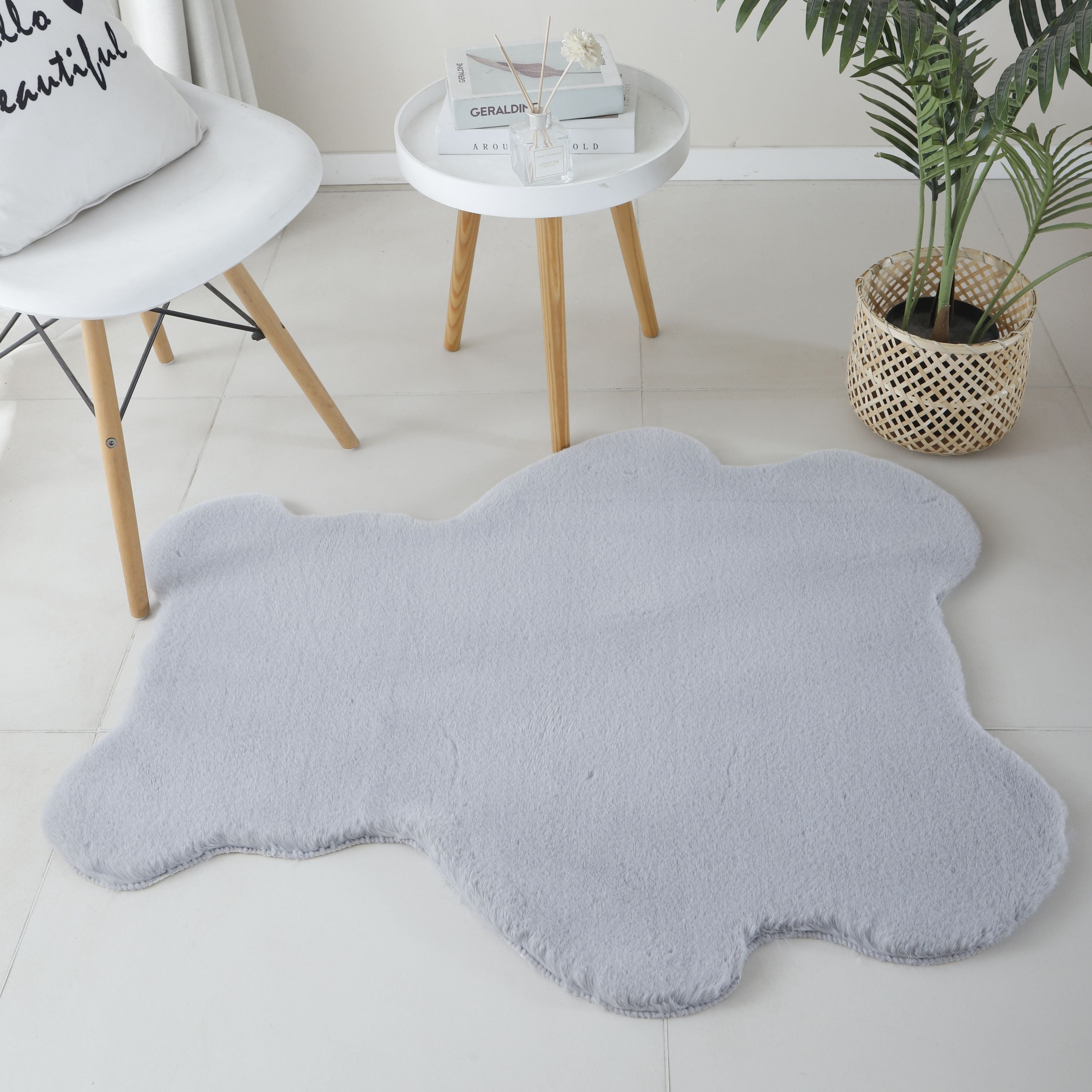 Rug plush plain bear shape faux fur children's room super soft fur look