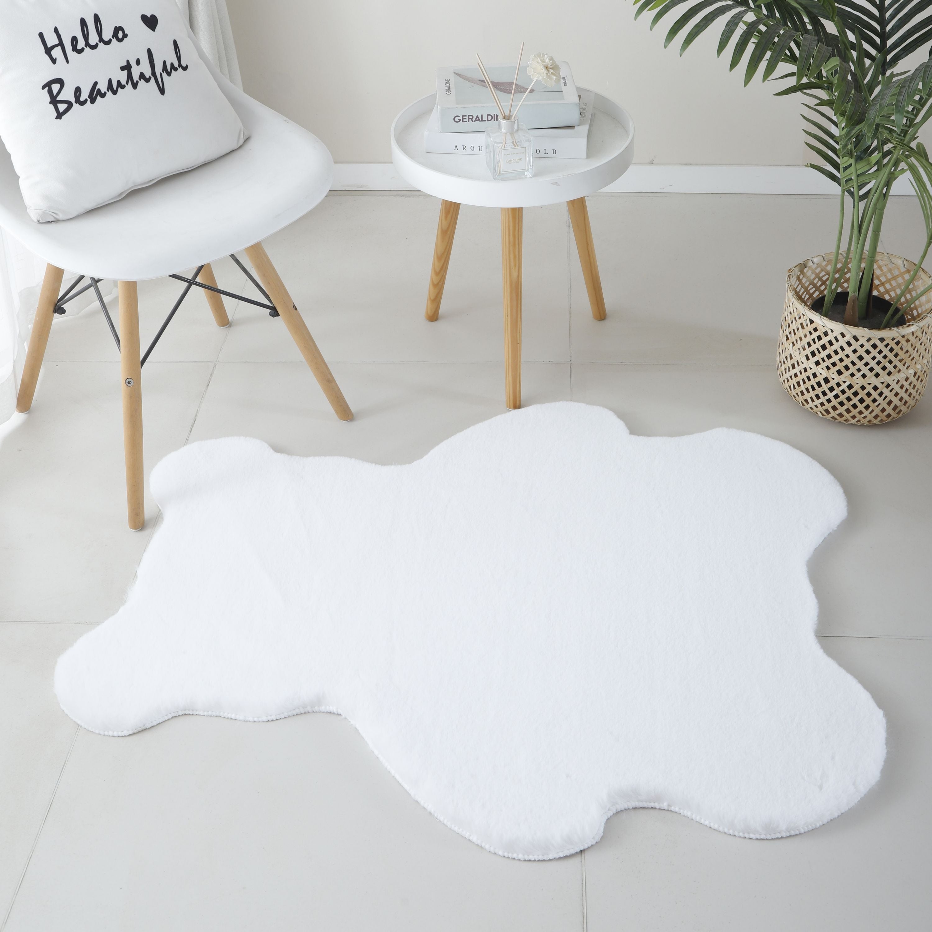 Rug plush plain bear shape faux fur children's room super soft fur look