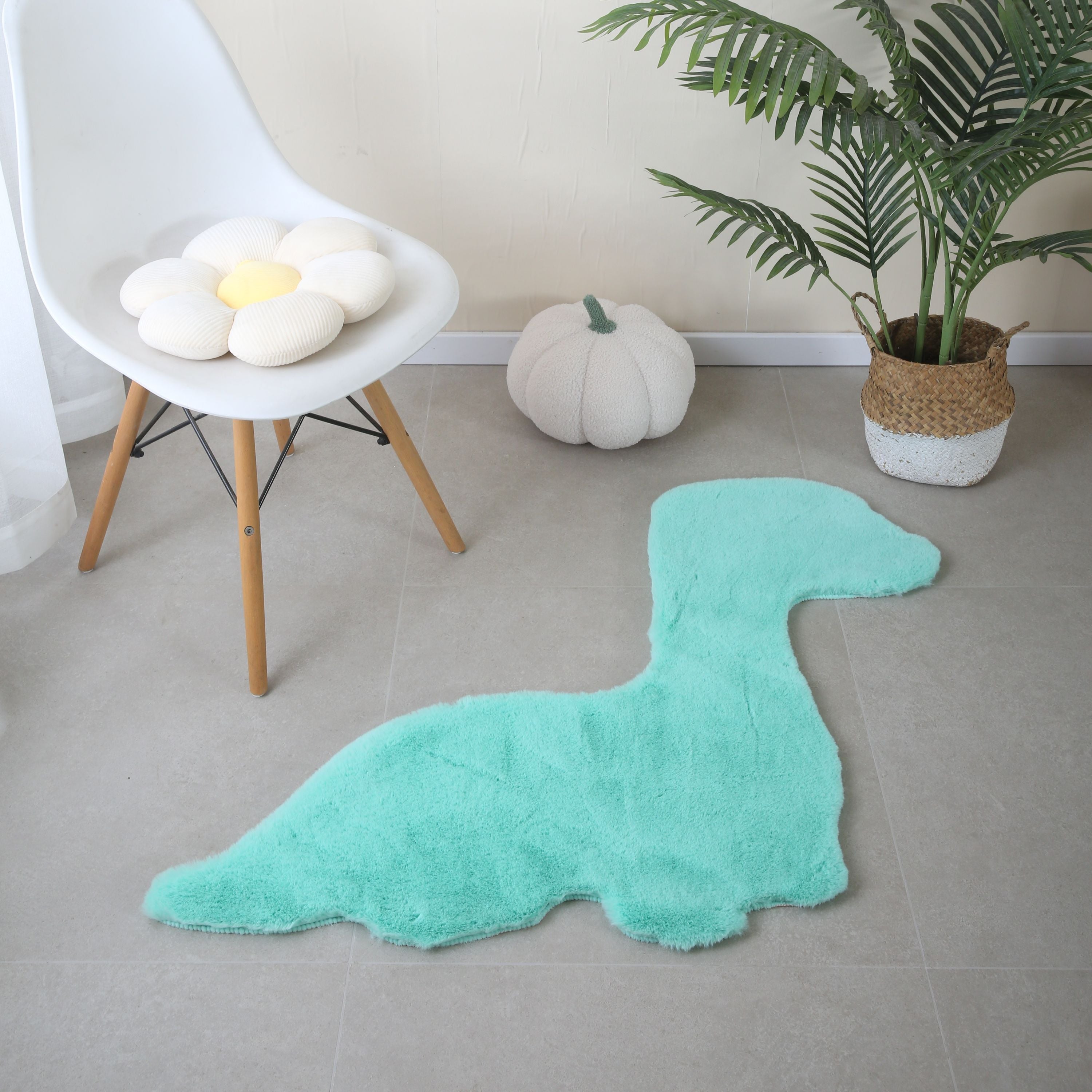 Teppich Plüsch Einfarbig Dino-form Kunstfell Kinderzimmer Super Weich Felloptik