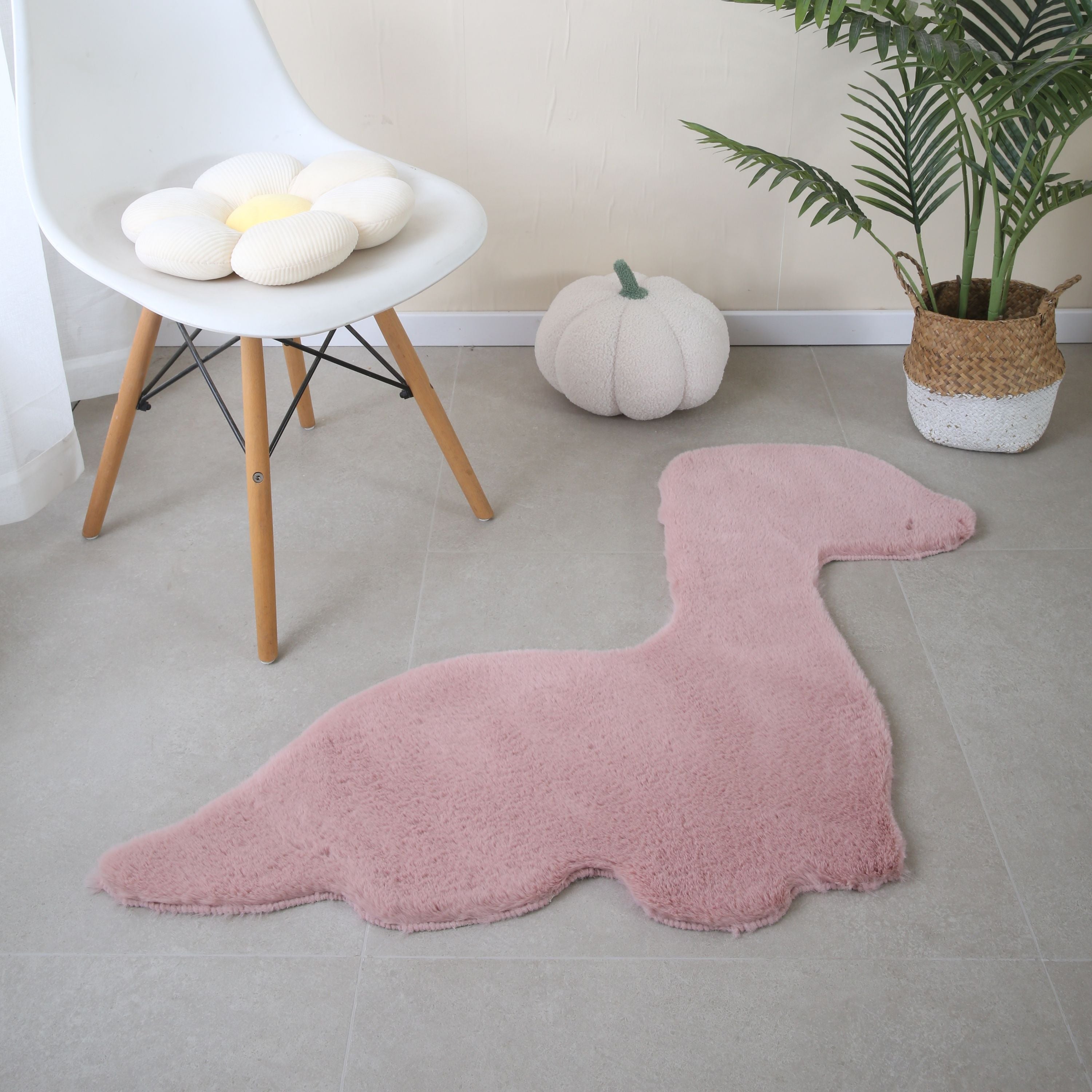 Teppich Plüsch Einfarbig Dino-form Kunstfell Kinderzimmer Super Weich Felloptik