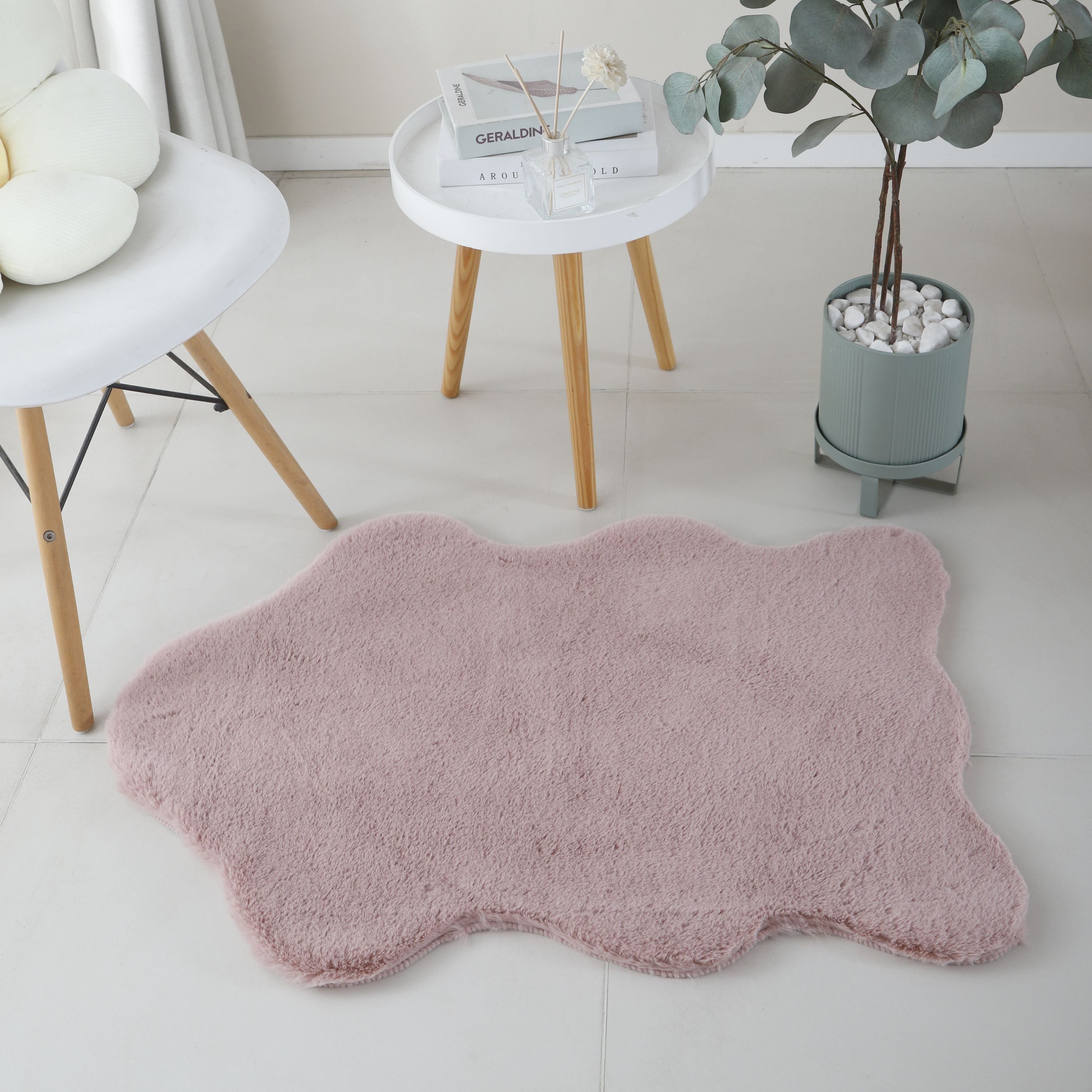 Tapis peluche uni forme peau de mouton tapis fausse fourrure chambre aspect fourrure