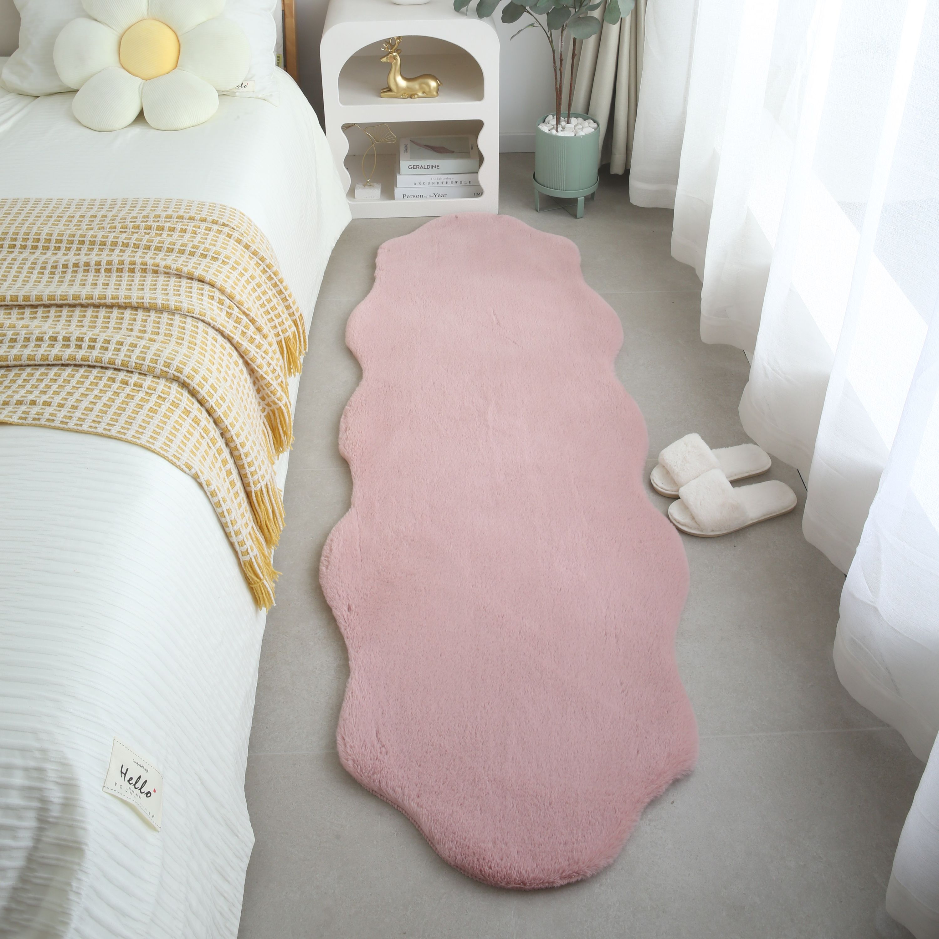 Tapis peluche uni forme peau de mouton tapis fausse fourrure chambre aspect fourrure