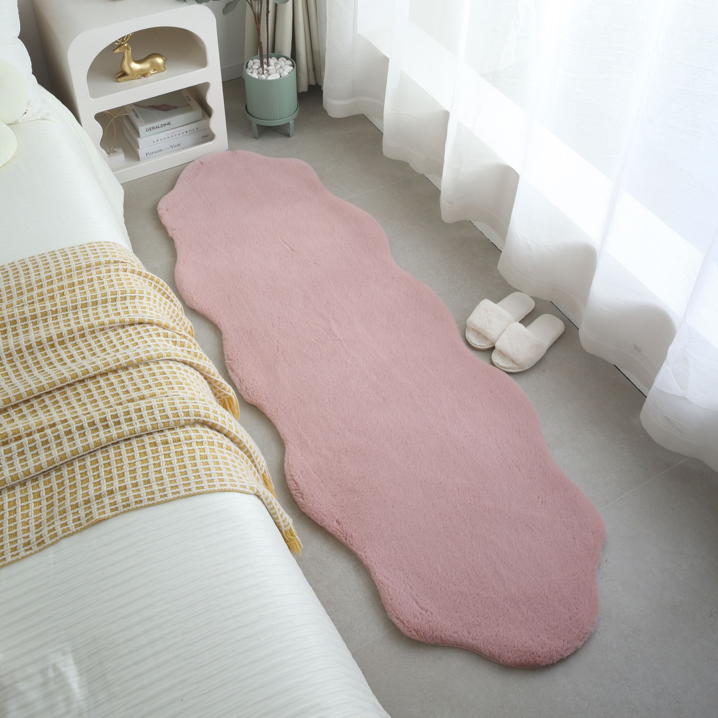 Tapis peluche uni forme peau de mouton tapis fausse fourrure chambre aspect fourrure