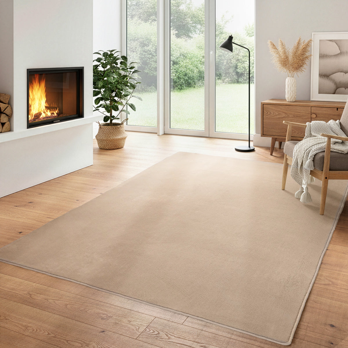 Carpettex Waschbarer Kurzflor Teppich Modern Einfarbig Weich