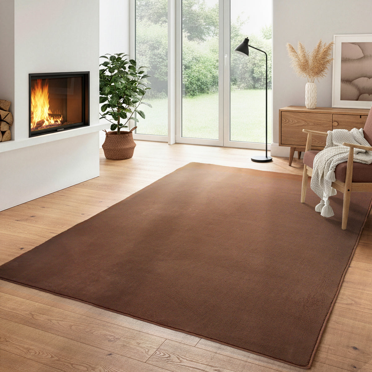 Carpettex Waschbarer Kurzflor Teppich Modern Einfarbig Weich