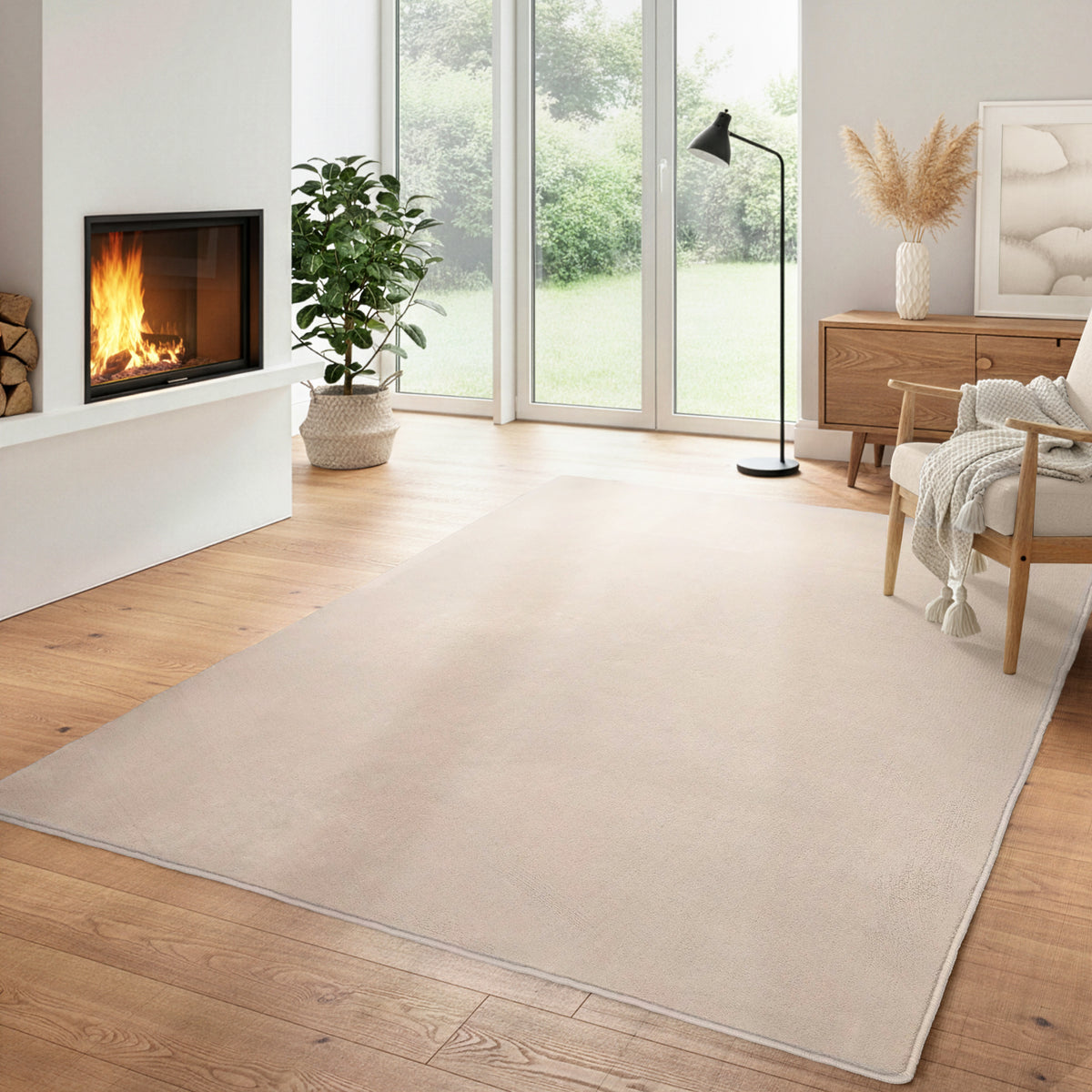 Carpettex Waschbarer Kurzflor Teppich Modern Einfarbig Weich