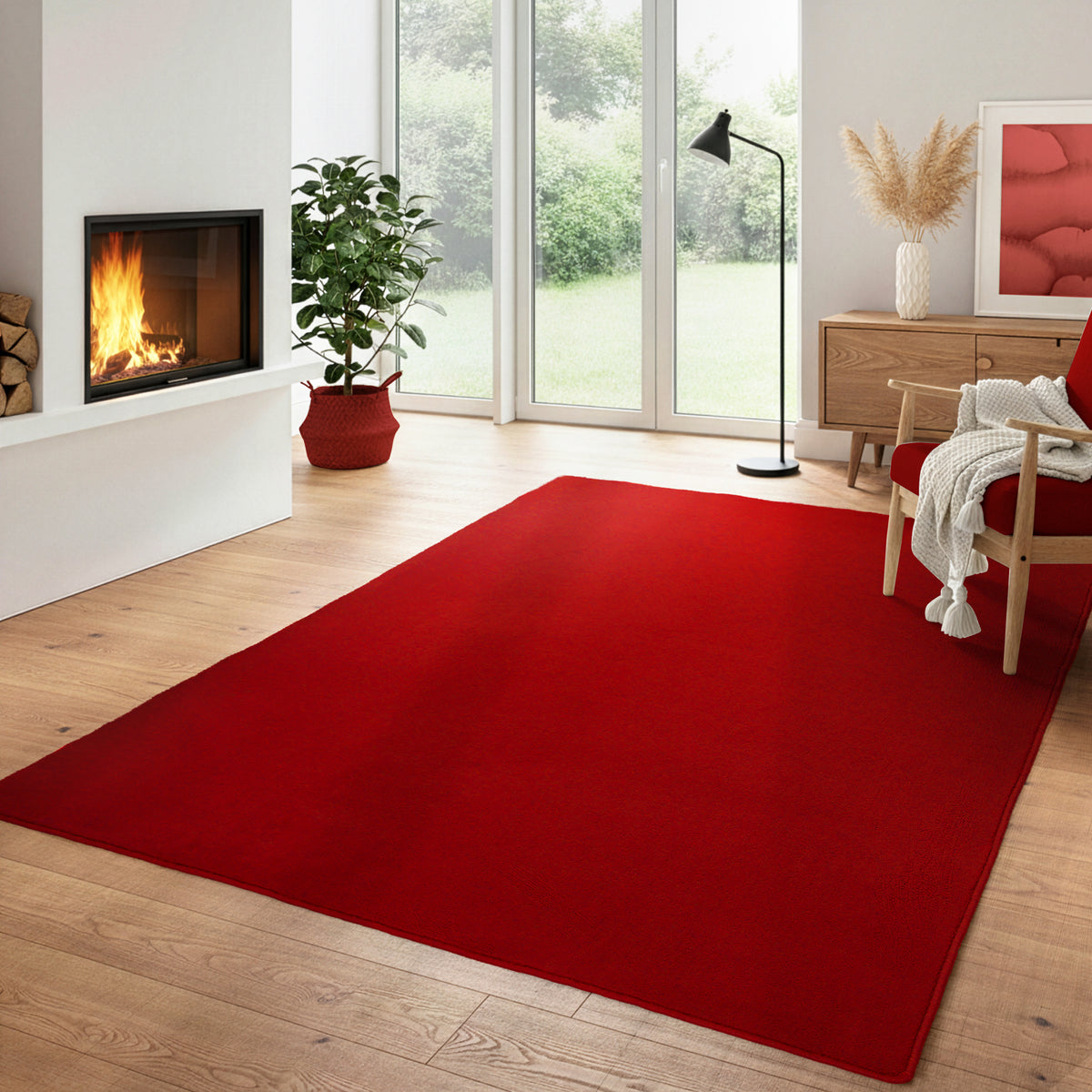 Carpettex Waschbarer Kurzflor Teppich Modern Einfarbig Weich