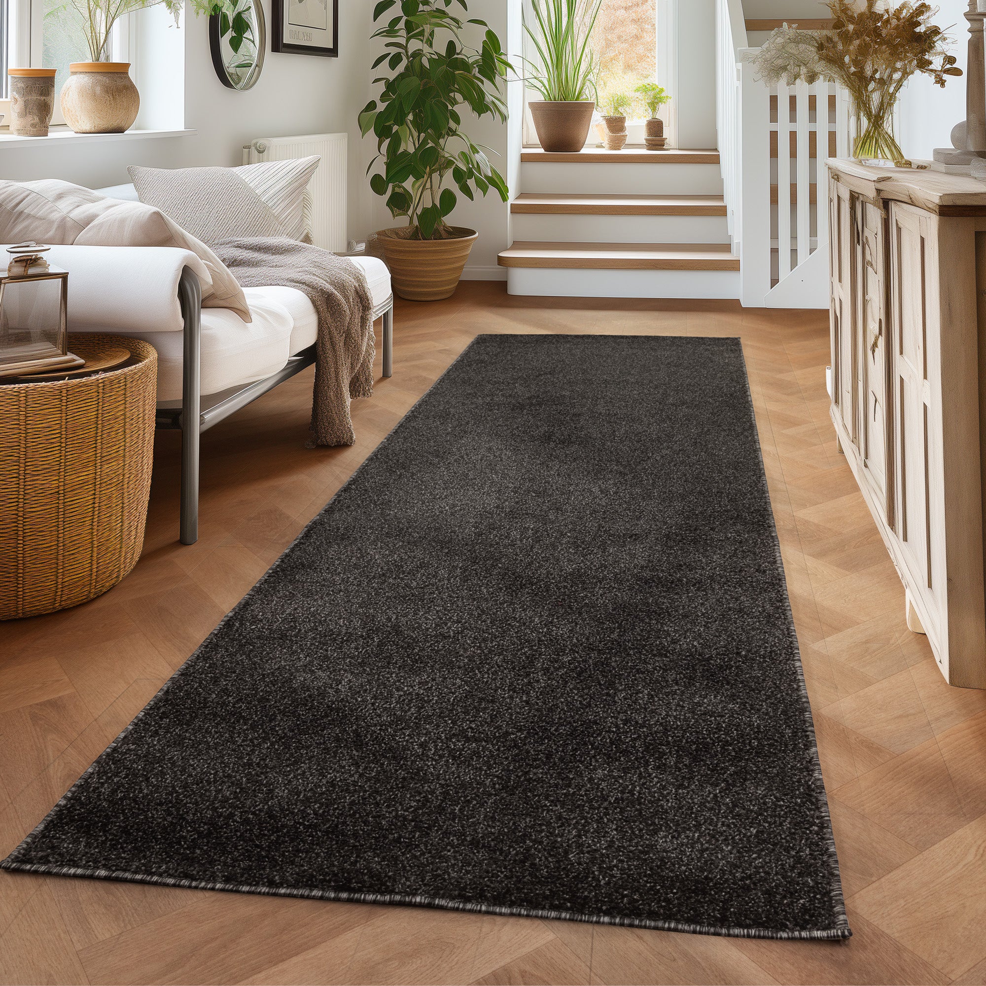 Einfarbiger Teppich Wohnzimmer Schlafzimmer Läufer Küchenteppich Kurzflor Weich