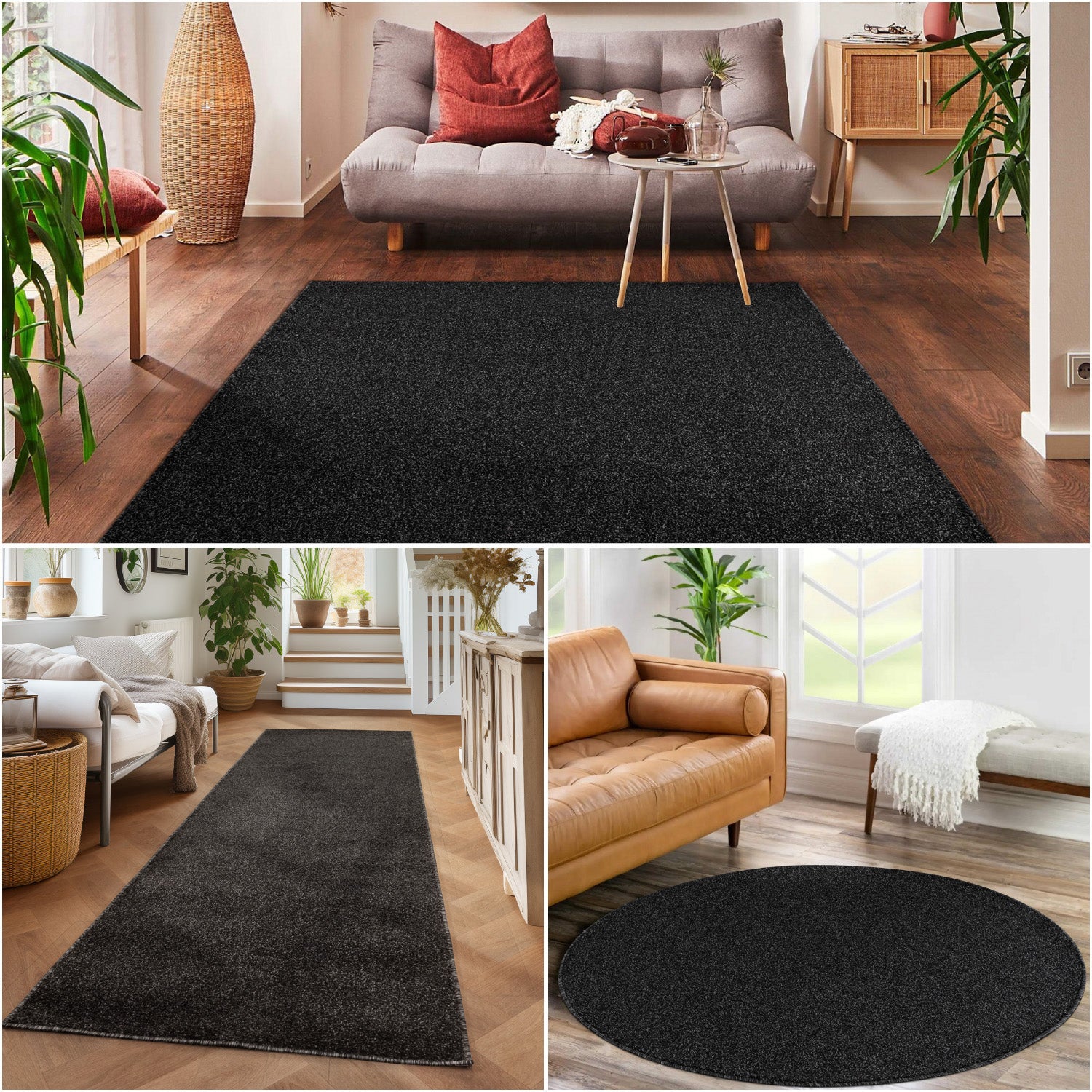 Einfarbiger Teppich Wohnzimmer Schlafzimmer Läufer Küchenteppich Kurzflor Weich