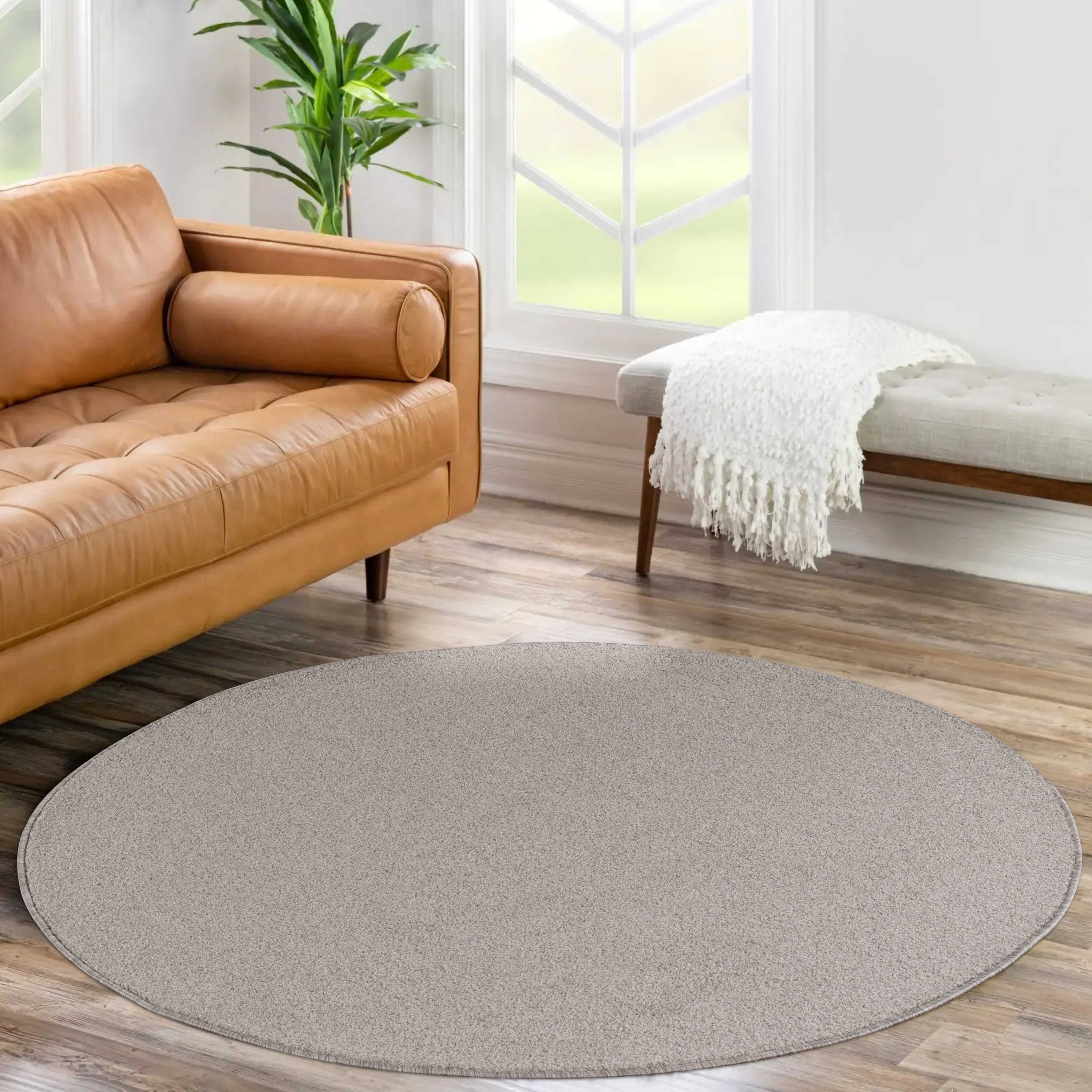 Einfarbiger Teppich Wohnzimmer Schlafzimmer Küchenteppich Kurzflor Weich Beige