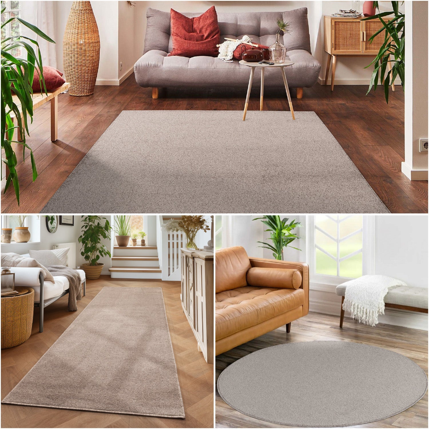 Einfarbiger Teppich Wohnzimmer Schlafzimmer Läufer Küchenteppich Kurzflor Weich