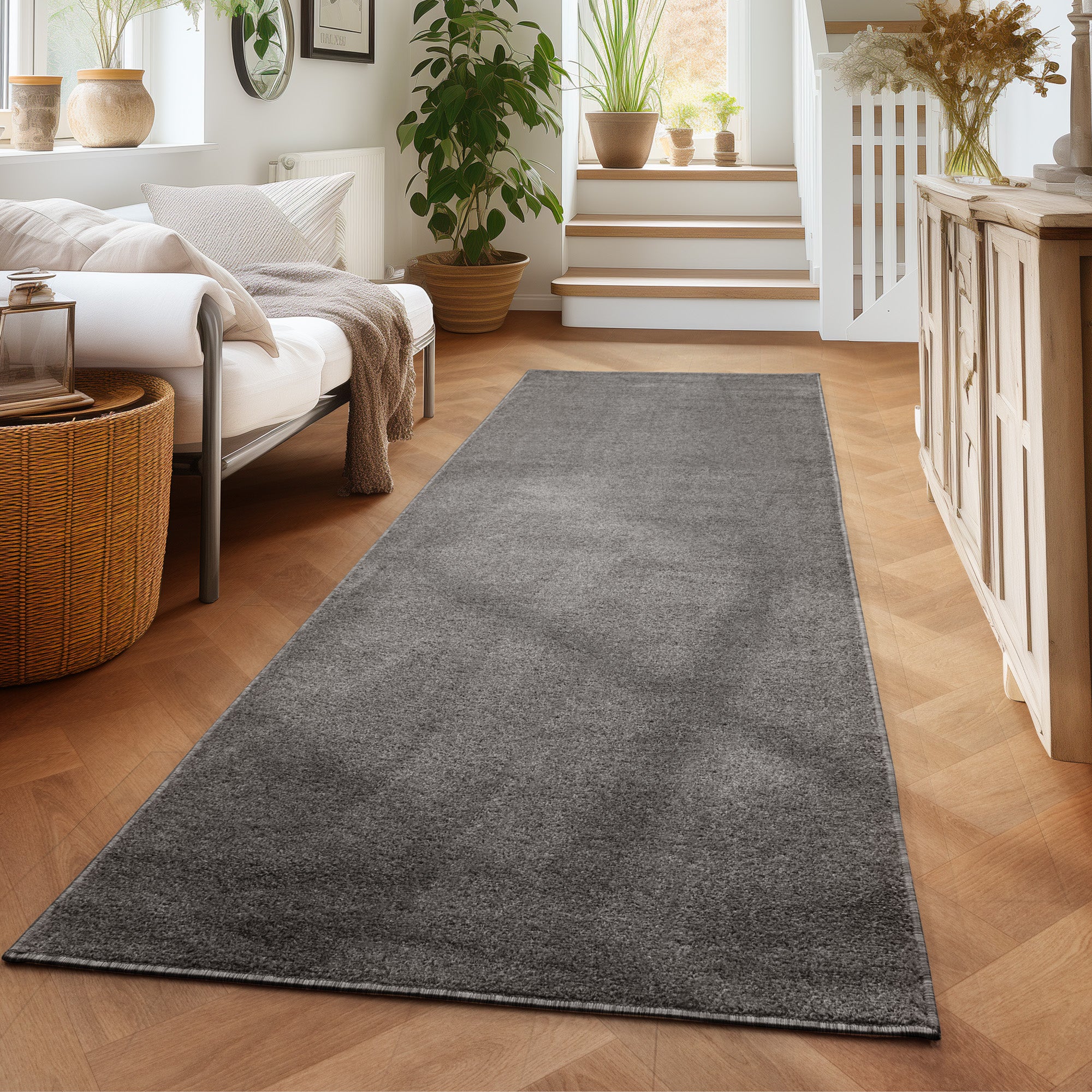 Einfarbiger Teppich Wohnzimmer Schlafzimmer Läufer Küchenteppich Kurzflor Weich