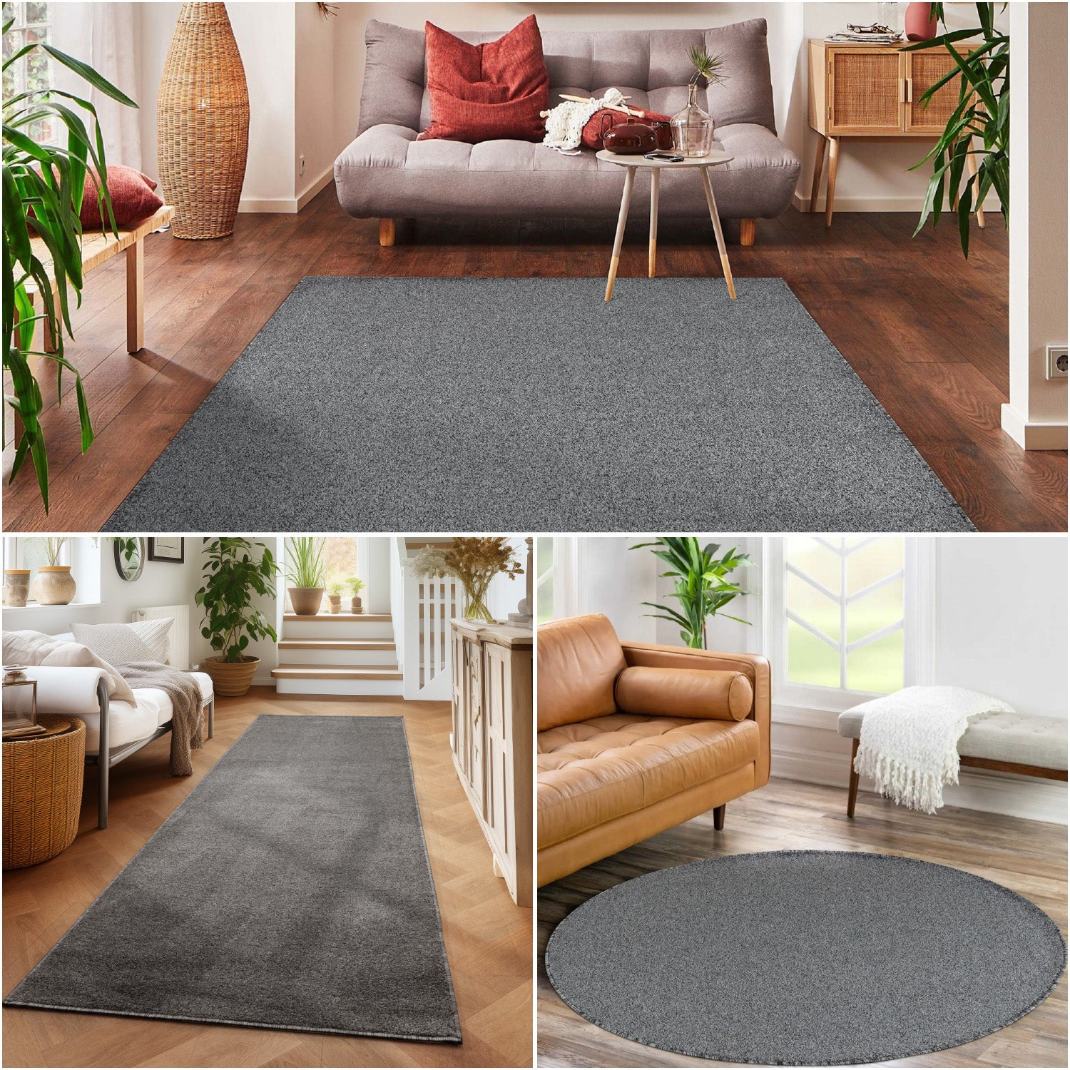 Einfarbiger Teppich Wohnzimmer Schlafzimmer Läufer Küchenteppich Kurzflor Weich