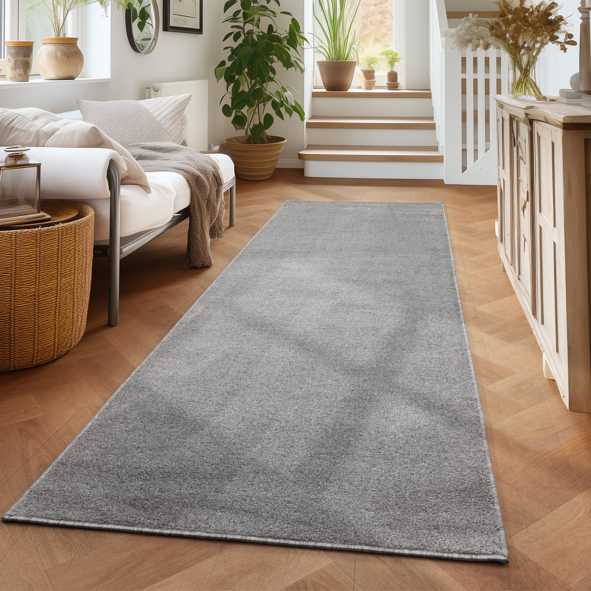 Einfarbiger Teppich Wohnzimmer Schlafzimmer Läufer Küchenteppich Kurzflor Weich