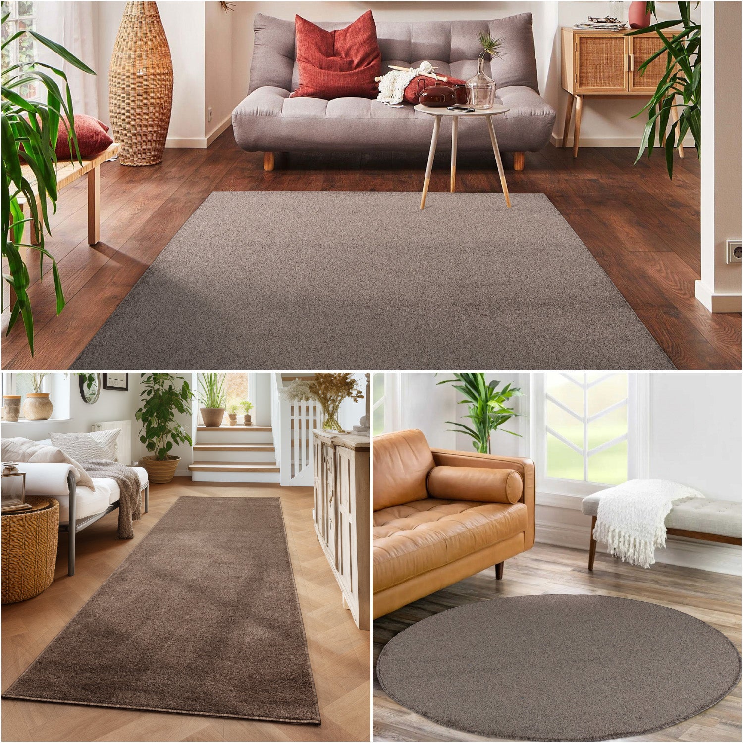 Einfarbiger Teppich Wohnzimmer Schlafzimmer Läufer Küchenteppich Kurzflor Weich