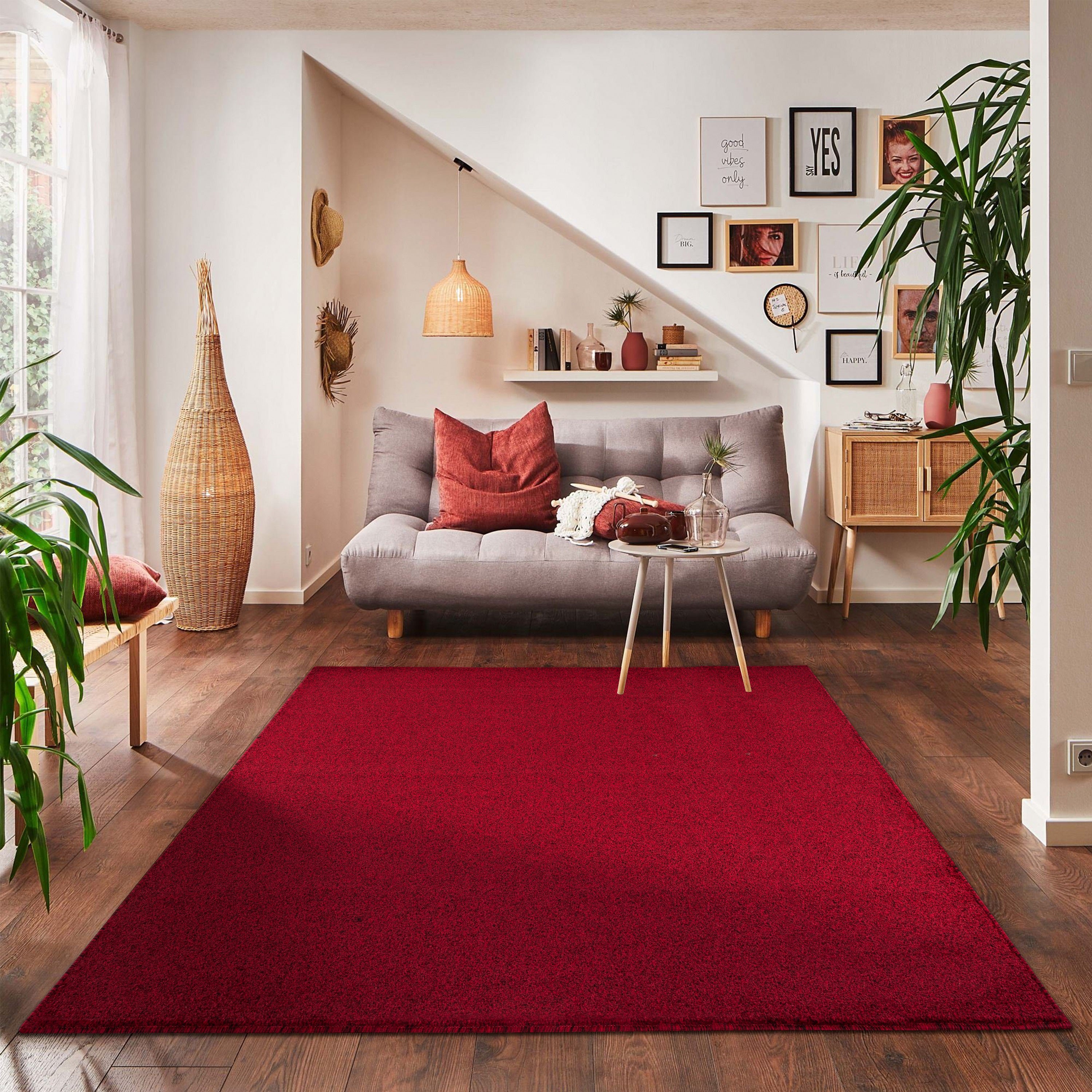 Einfarbiger Teppich Wohnzimmer Schlafzimmer Läufer Küchenteppich Kurzflor Weich