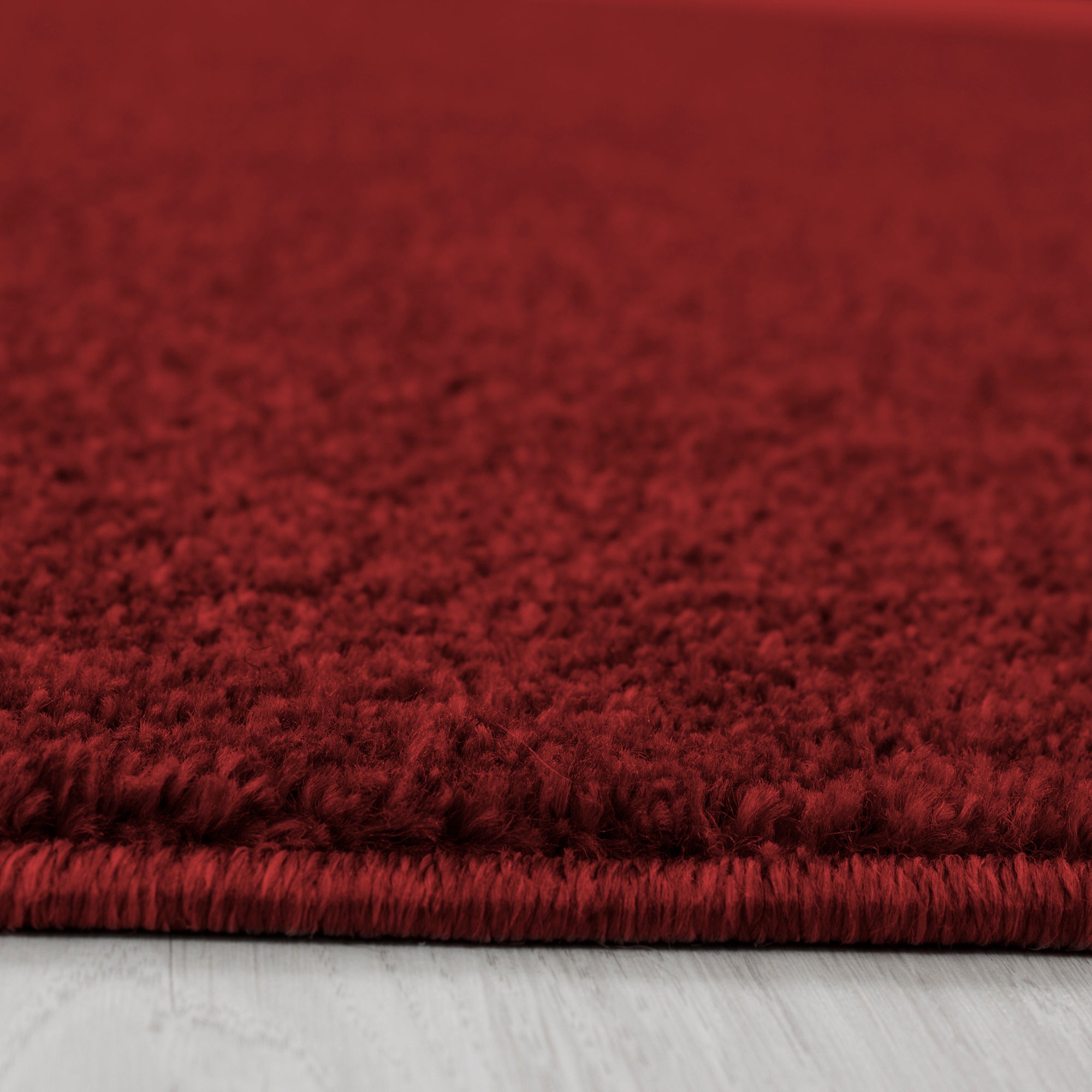 Bed border short pile carpet 3-piece plain runner set plain red color