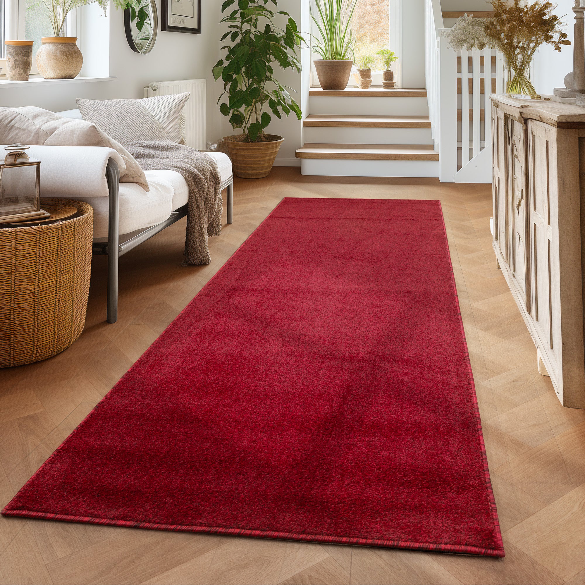 Einfarbiger Teppich Wohnzimmer Schlafzimmer Läufer Küchenteppich Kurzflor Weich