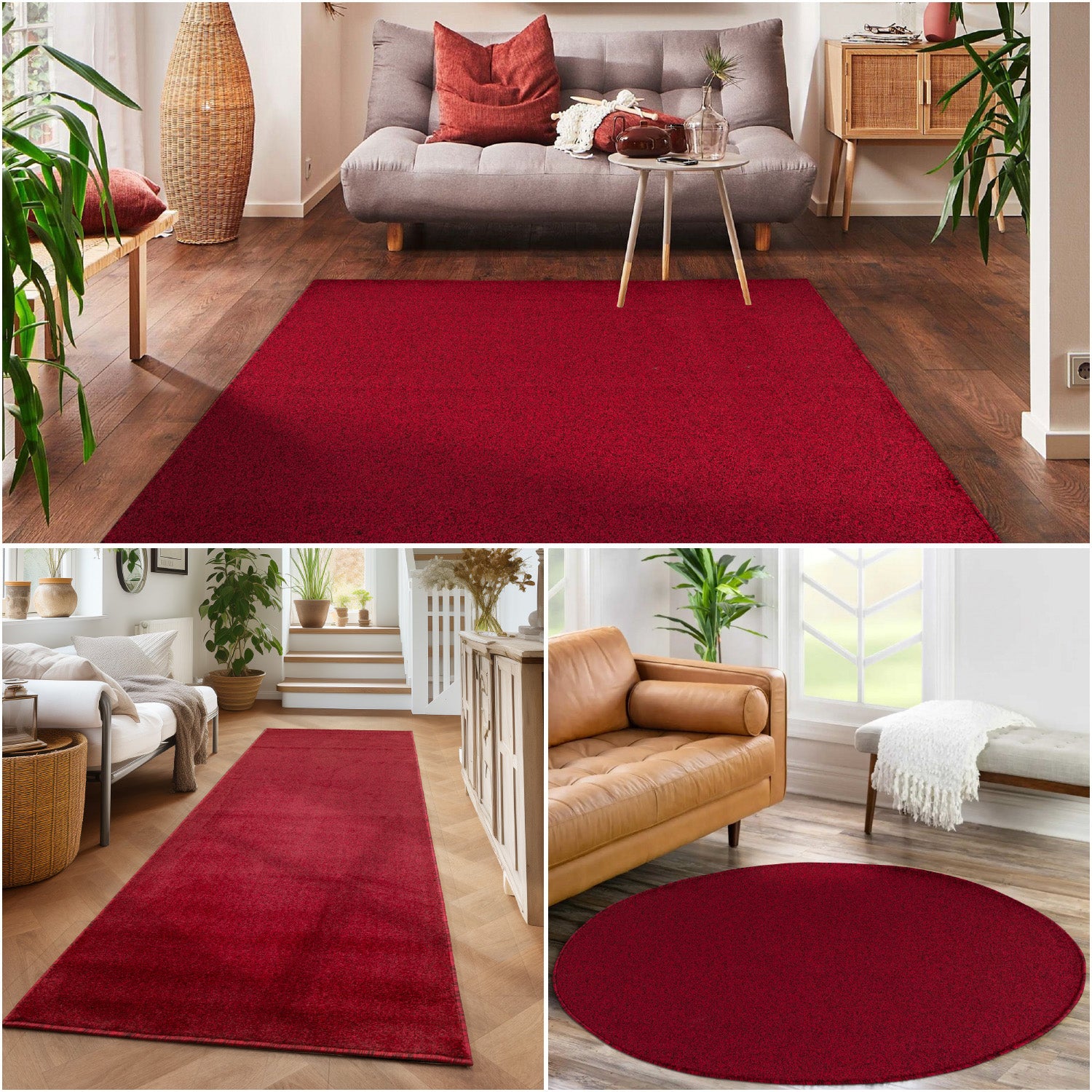 Einfarbiger Teppich Wohnzimmer Schlafzimmer Läufer Küchenteppich Kurzflor Weich