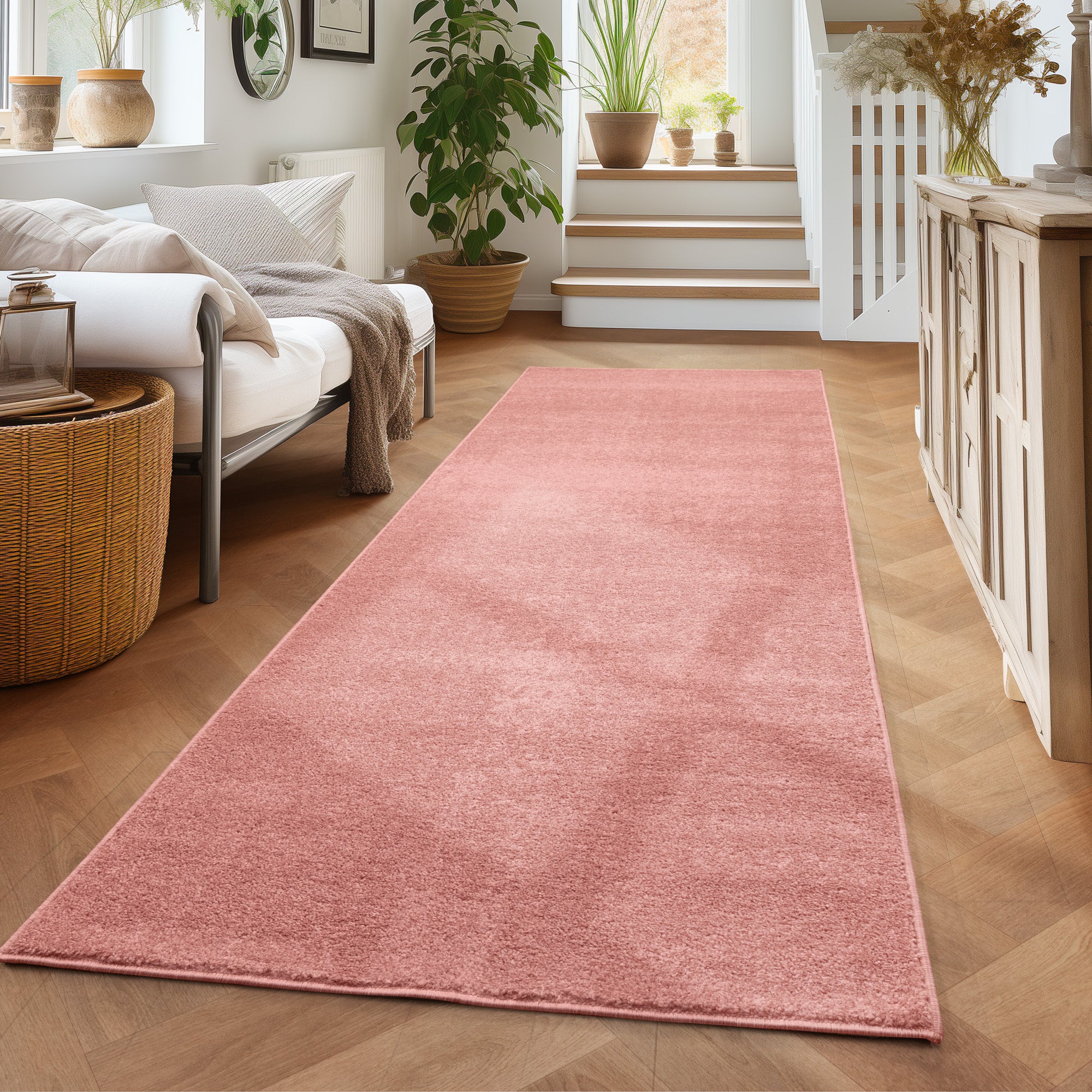 Einfarbiger Teppich Wohnzimmer Schlafzimmer Läufer Küchenteppich Kurzflor Weich