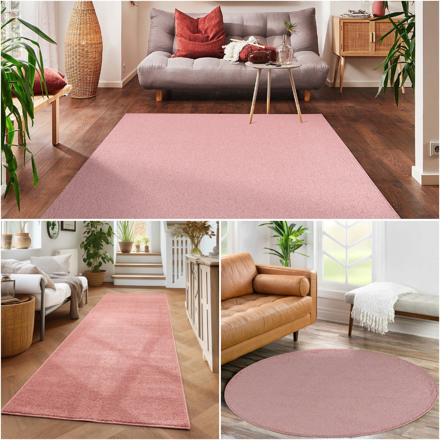 Einfarbiger Teppich Wohnzimmer Schlafzimmer Läufer Küchenteppich Kurzflor Weich