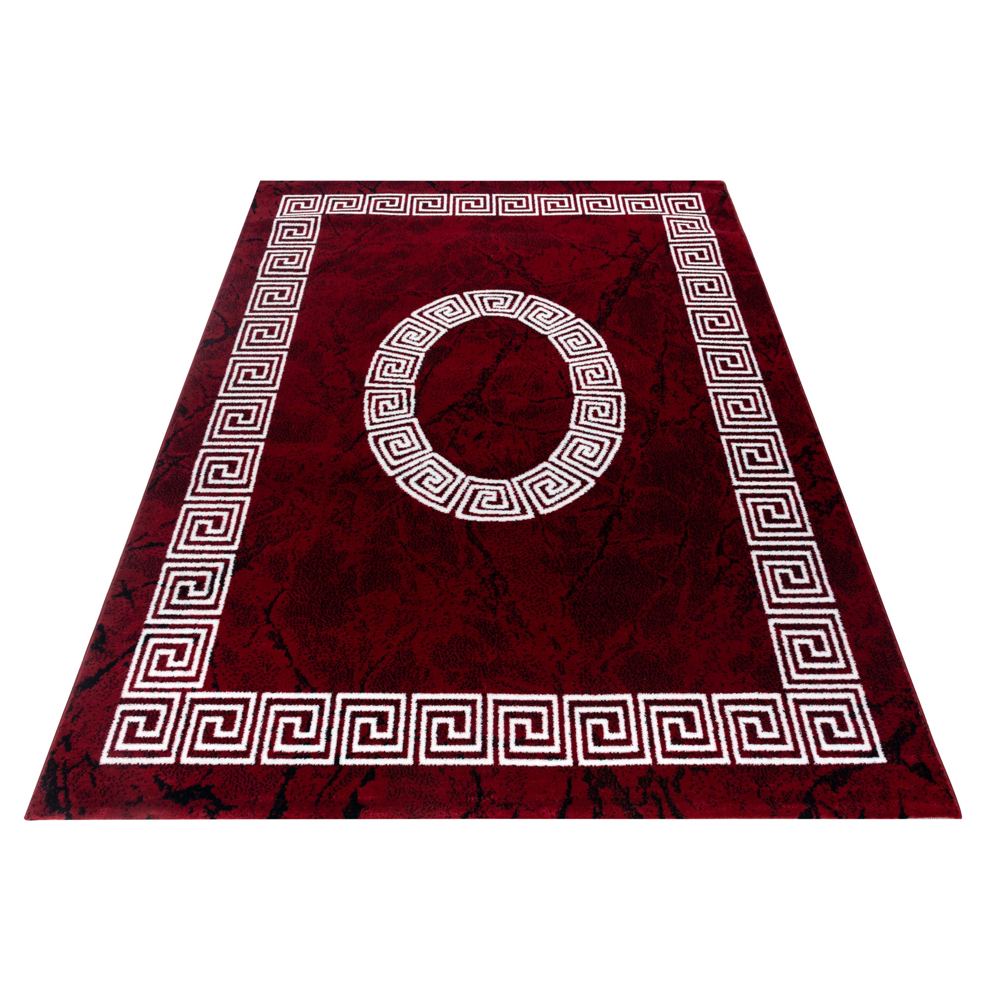 Modern Kurzflor Teppich Wohnzimmer Mäander Design Weich Pflegeleicht