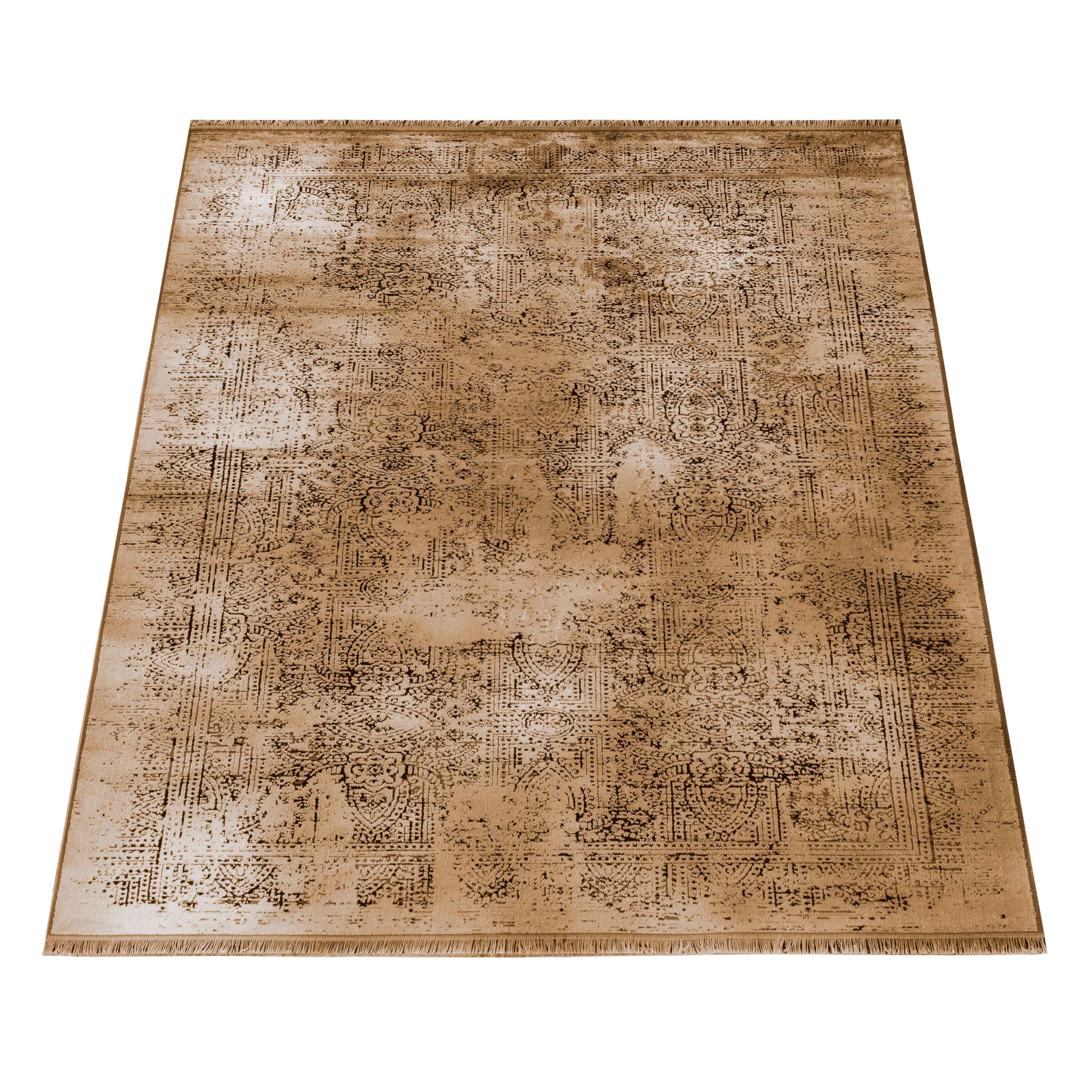 Short pile thin carpet vintage design viscose look soft carpet living room
