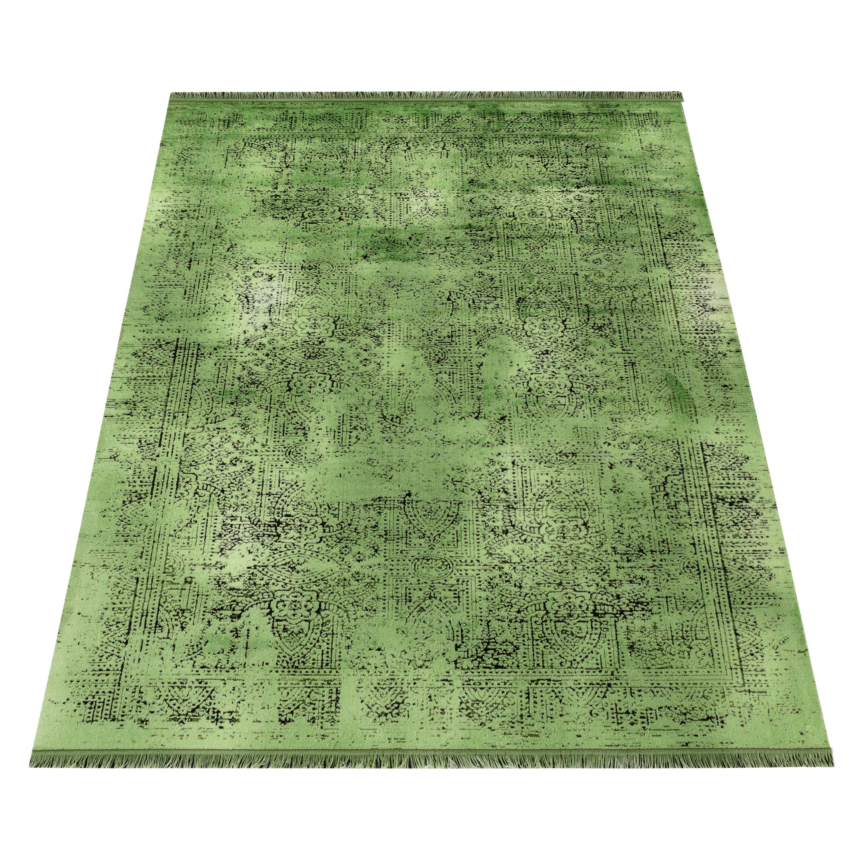 Short pile thin carpet vintage design viscose look soft carpet living room
