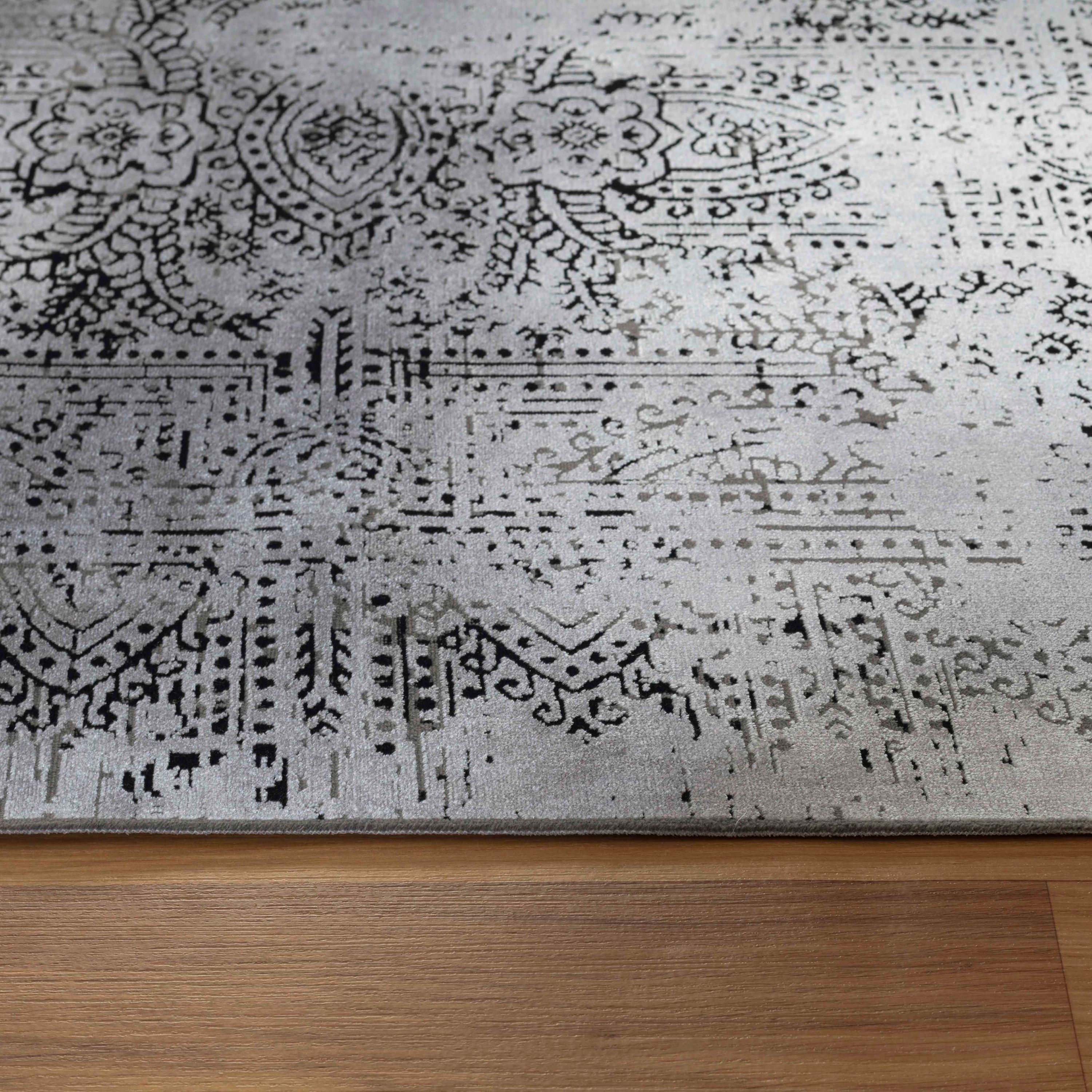 Kurzflor Dünner Teppich Vintage Design Viskose Optik Weich Teppich Wohnzimmer