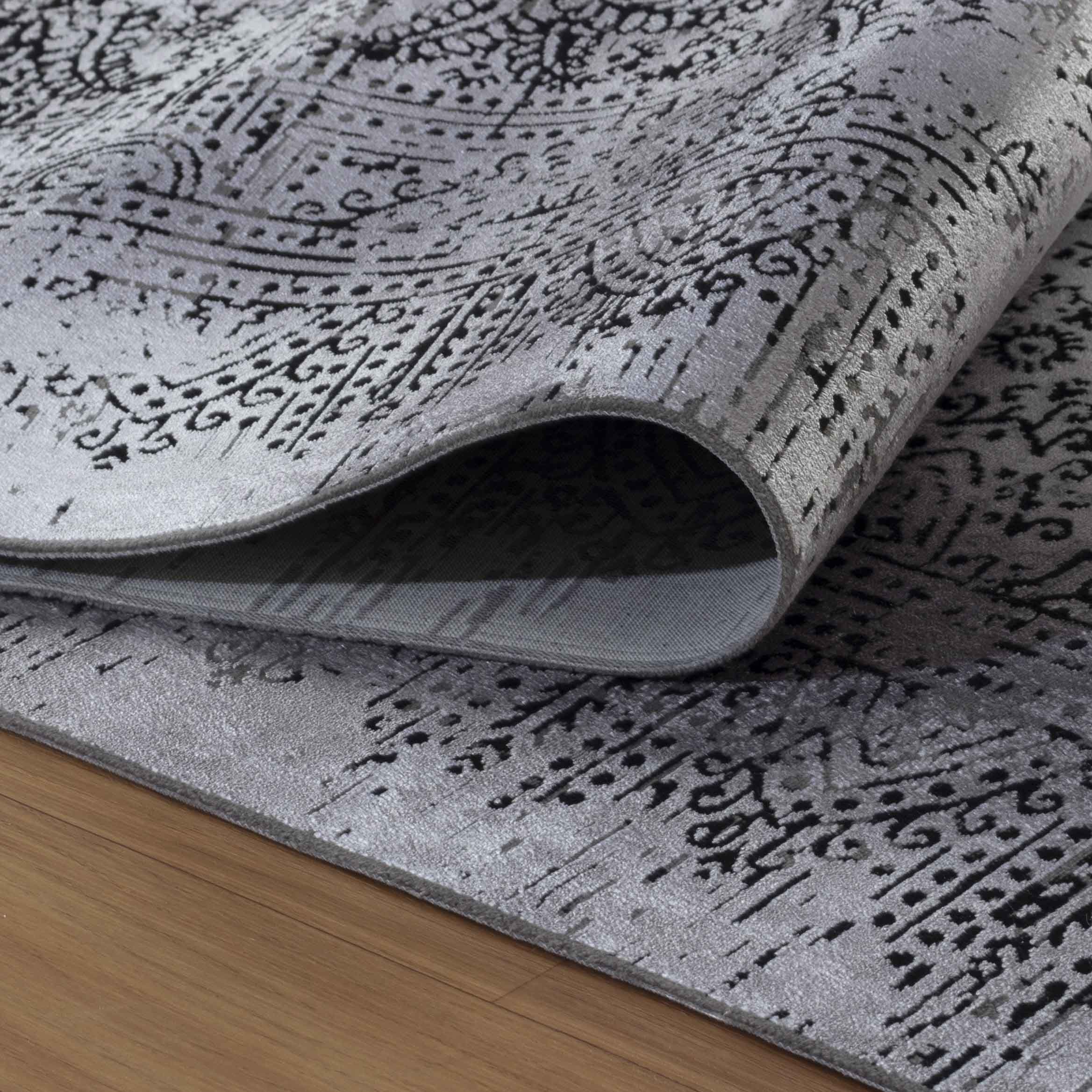 Kurzflor Dünner Teppich Vintage Design Viskose Optik Weich Teppich Wohnzimmer