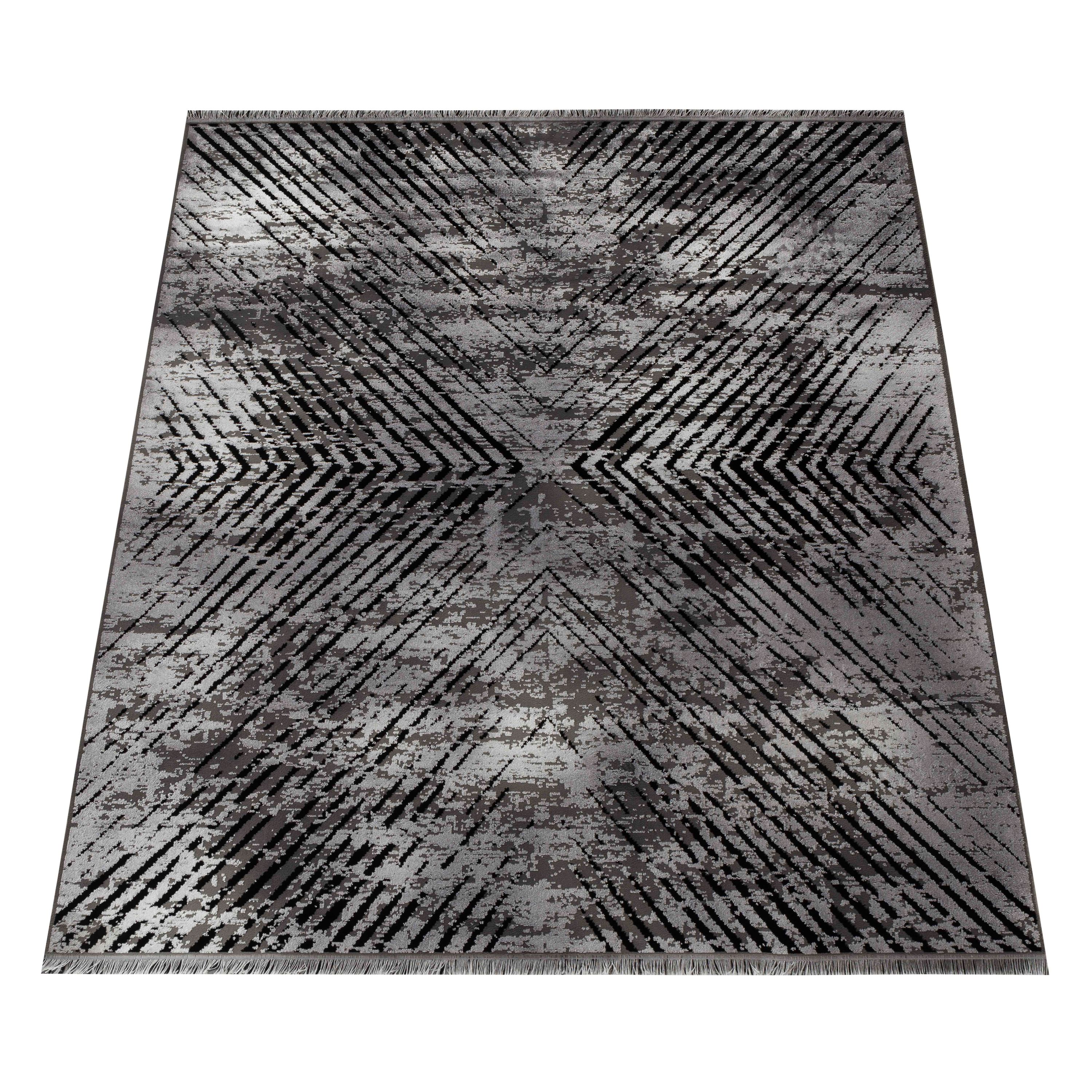 Modern Kurzflor Dünner Teppich Vintage Design Viskose Optik Teppich Wohnzimmer