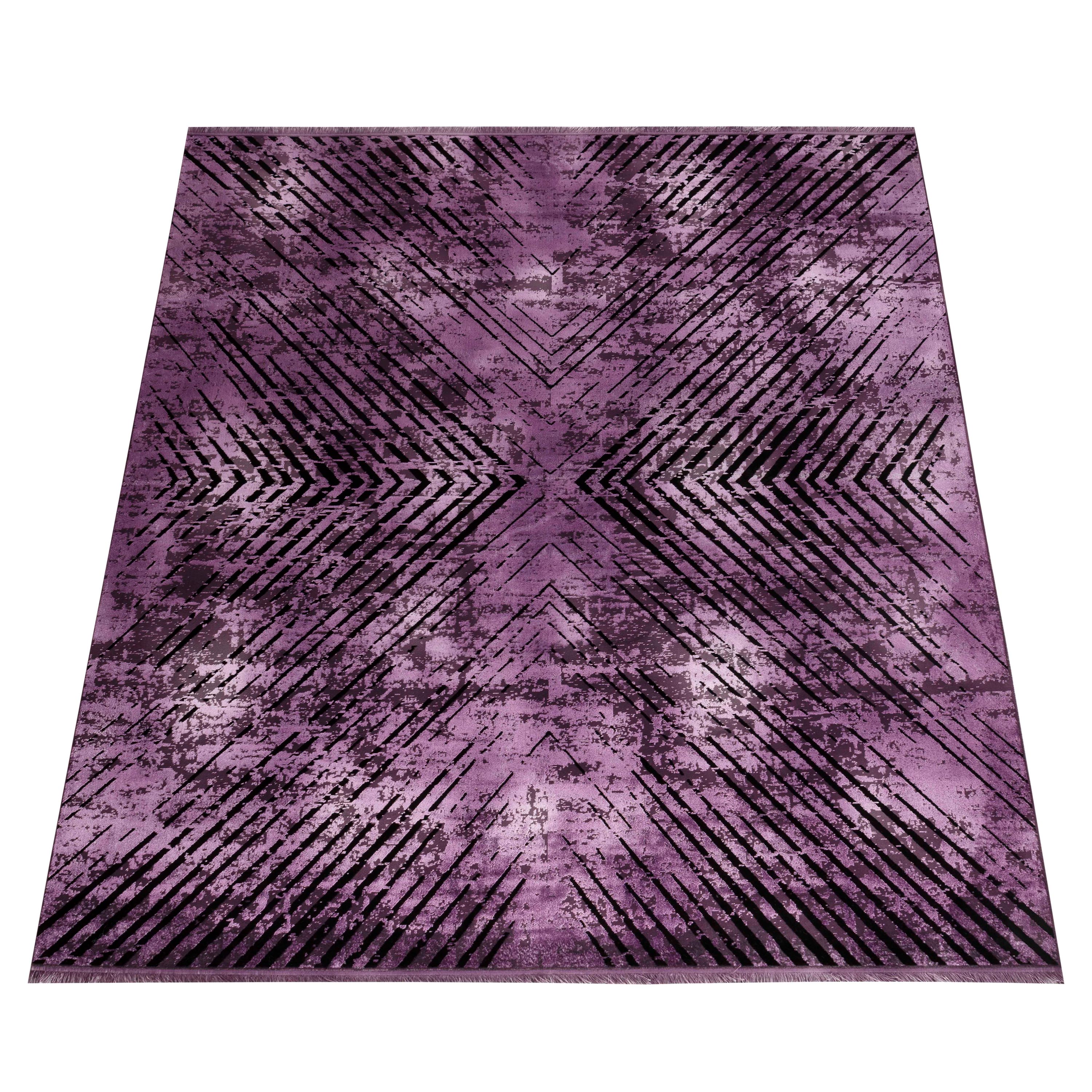 Modern Kurzflor Dünner Teppich Vintage Design Viskose Optik Teppich Wohnzimmer