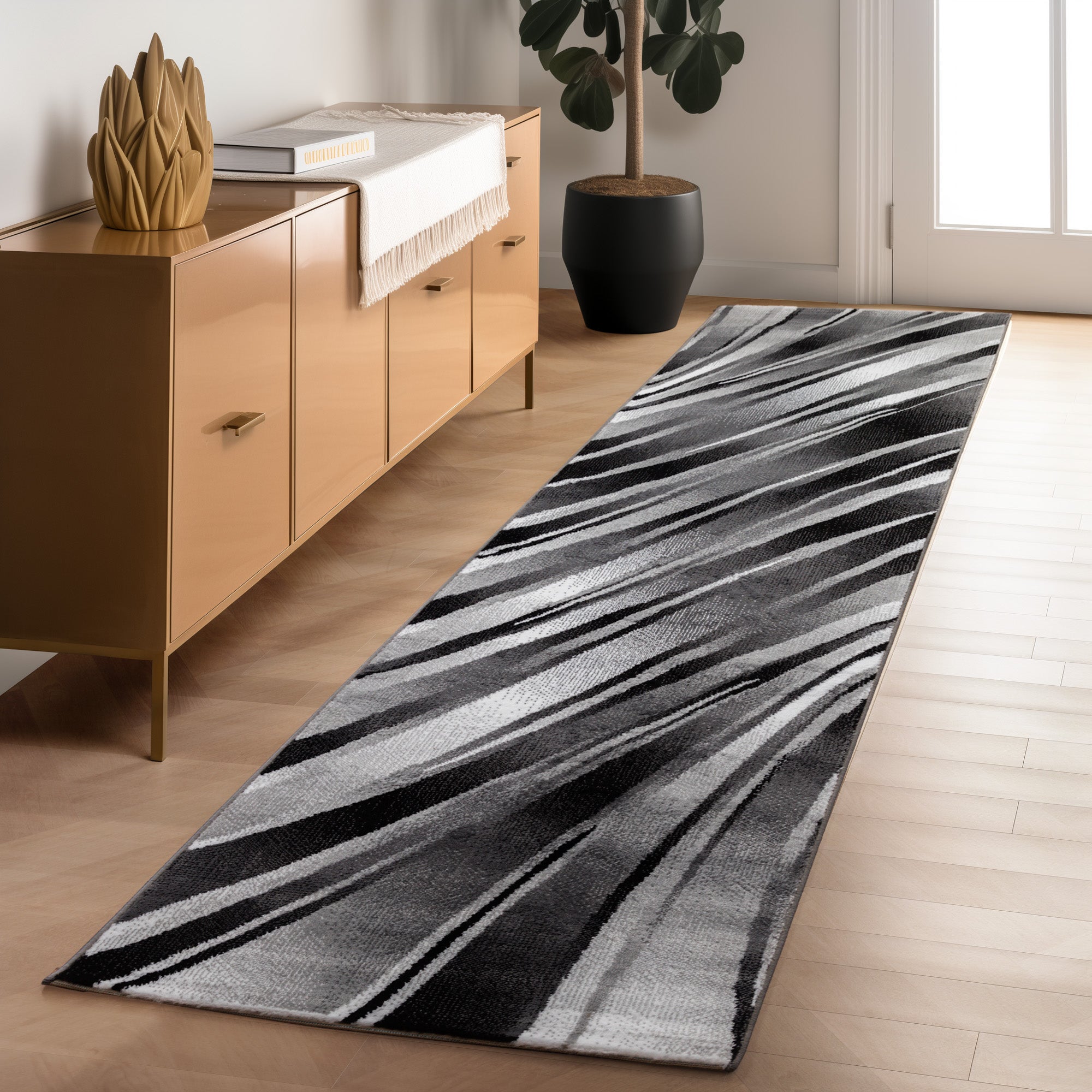 Teppich Wohnzimmer Schlafzimmer Modern Kurzflor Abstrakt Wellen Design Robust