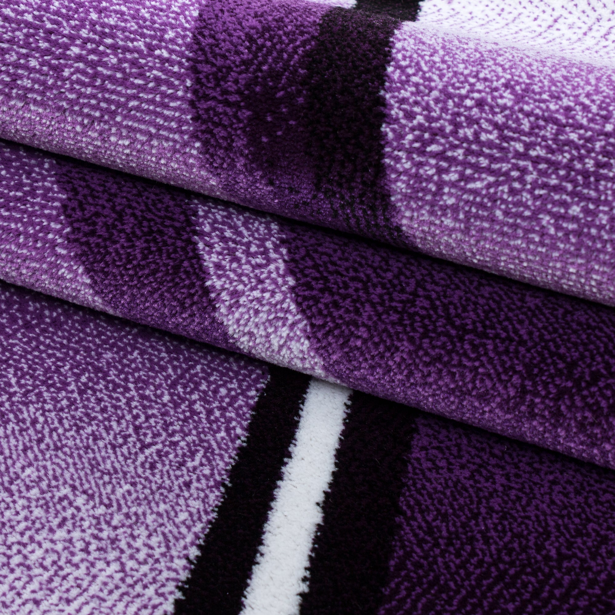 Short pile carpet runner set bed border 3-piece wave pattern purple mottled