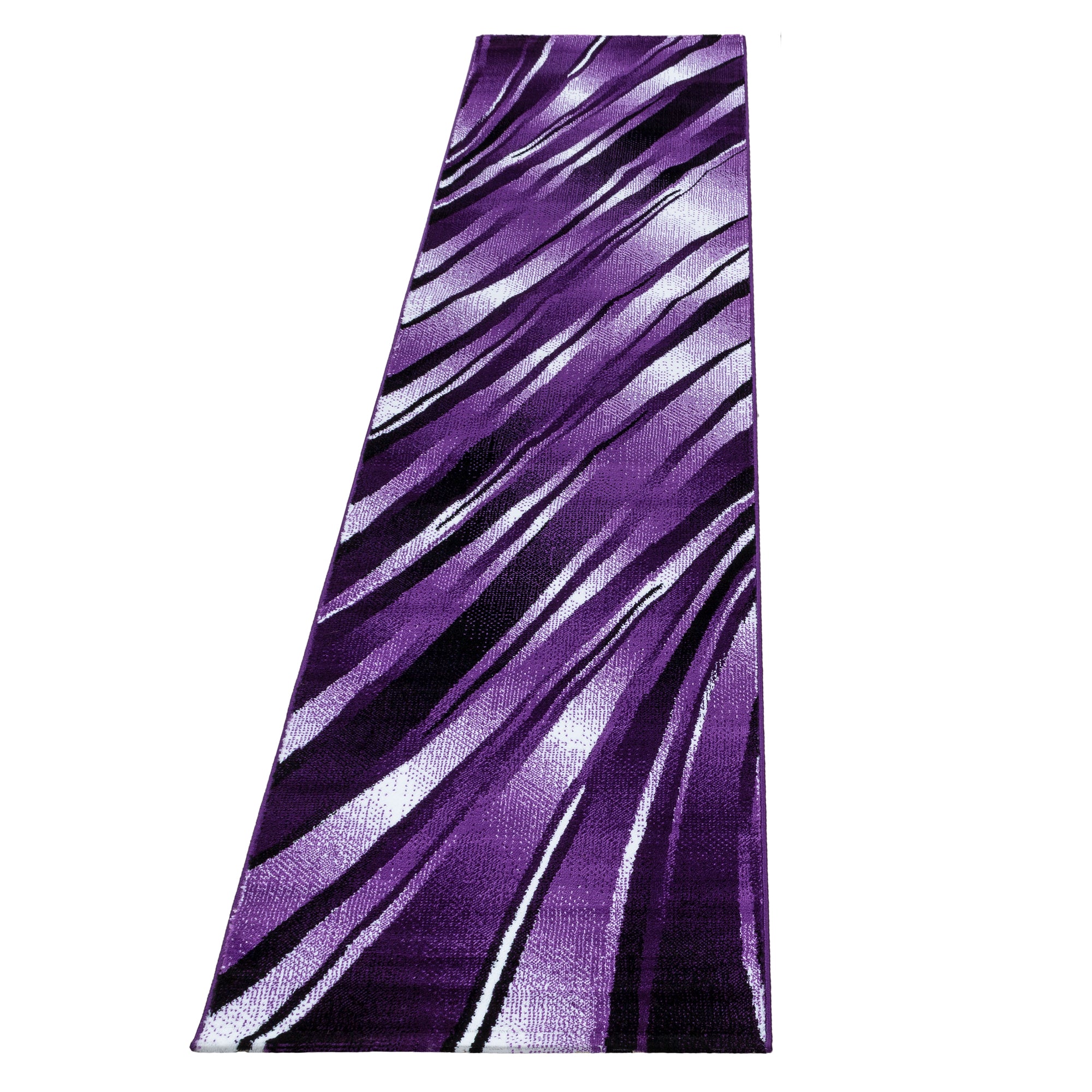 Short pile carpet runner set bed border 3-piece wave pattern purple mottled