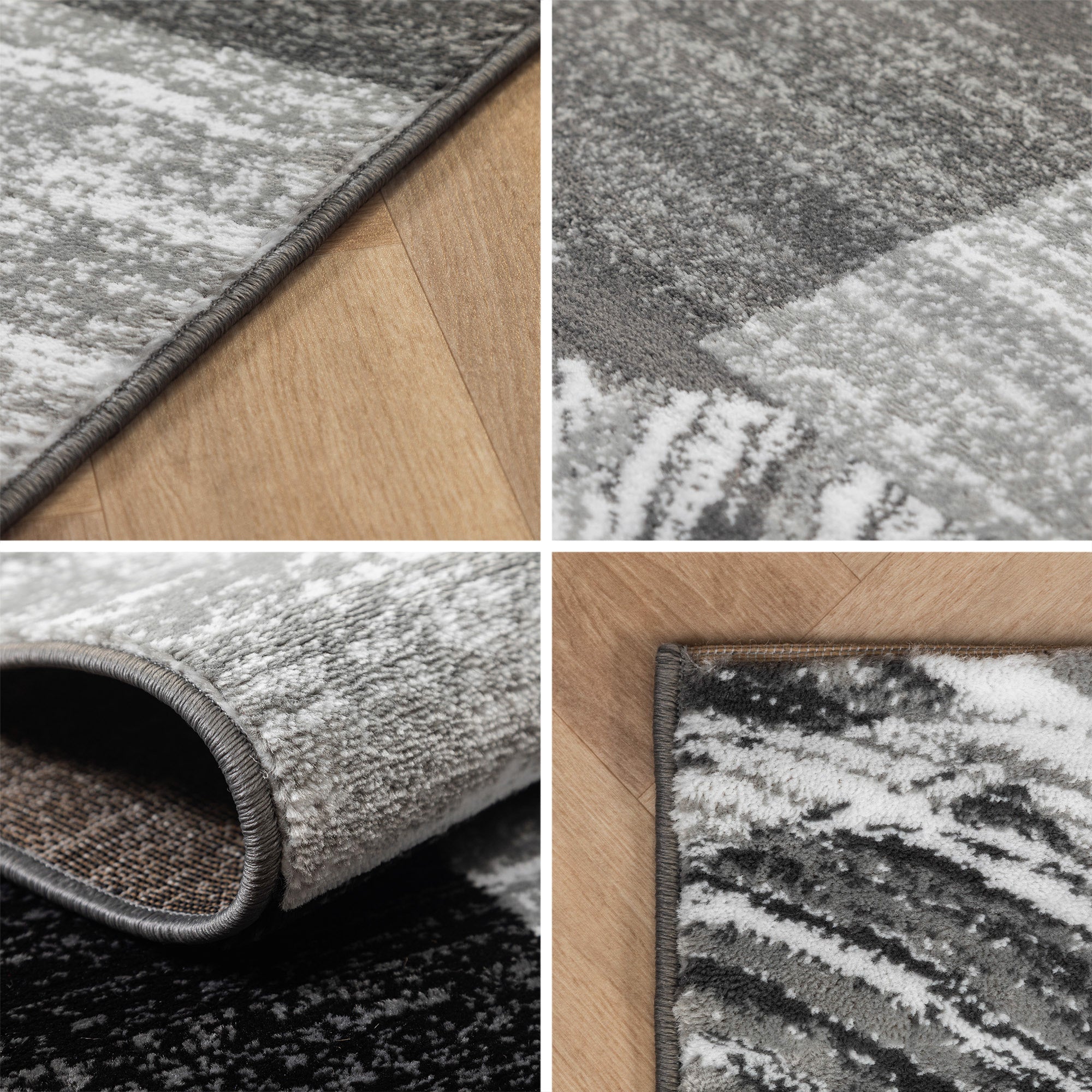 Teppich Wohnzimmer Schlafzimmer Modern Kurzflor Abstrakt Kariert Design Robust