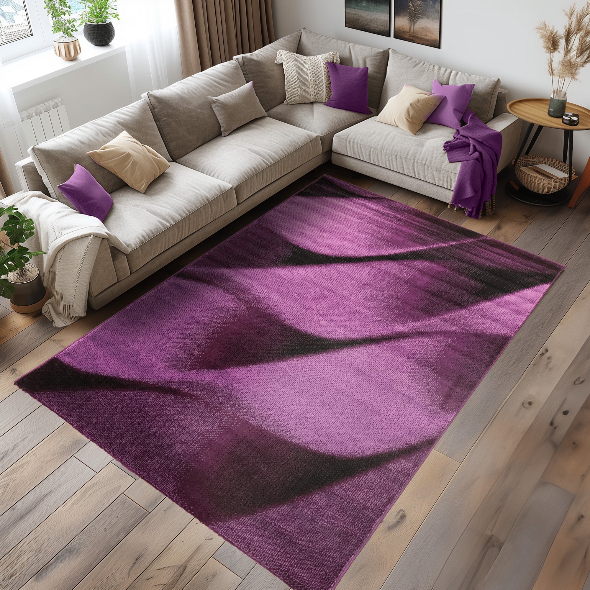 Teppich Wohnzimmer Schlafzimmer Modern Kurzflor Abstrakt Wellen Design Robust