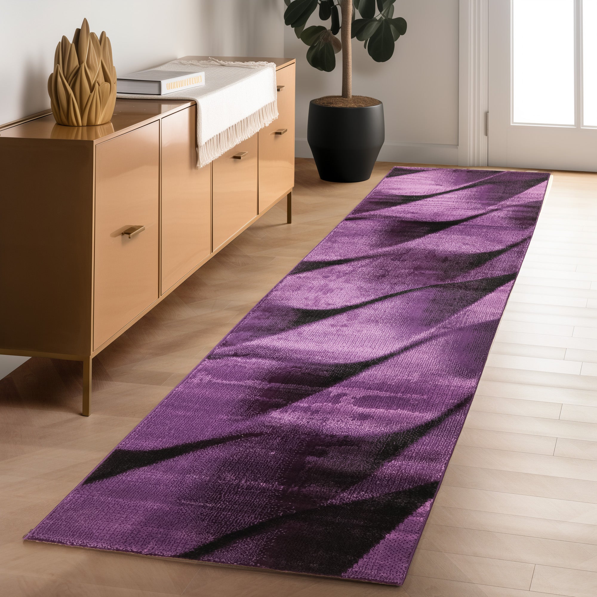 Teppich Wohnzimmer Schlafzimmer Modern Kurzflor Abstrakt Wellen Design Robust