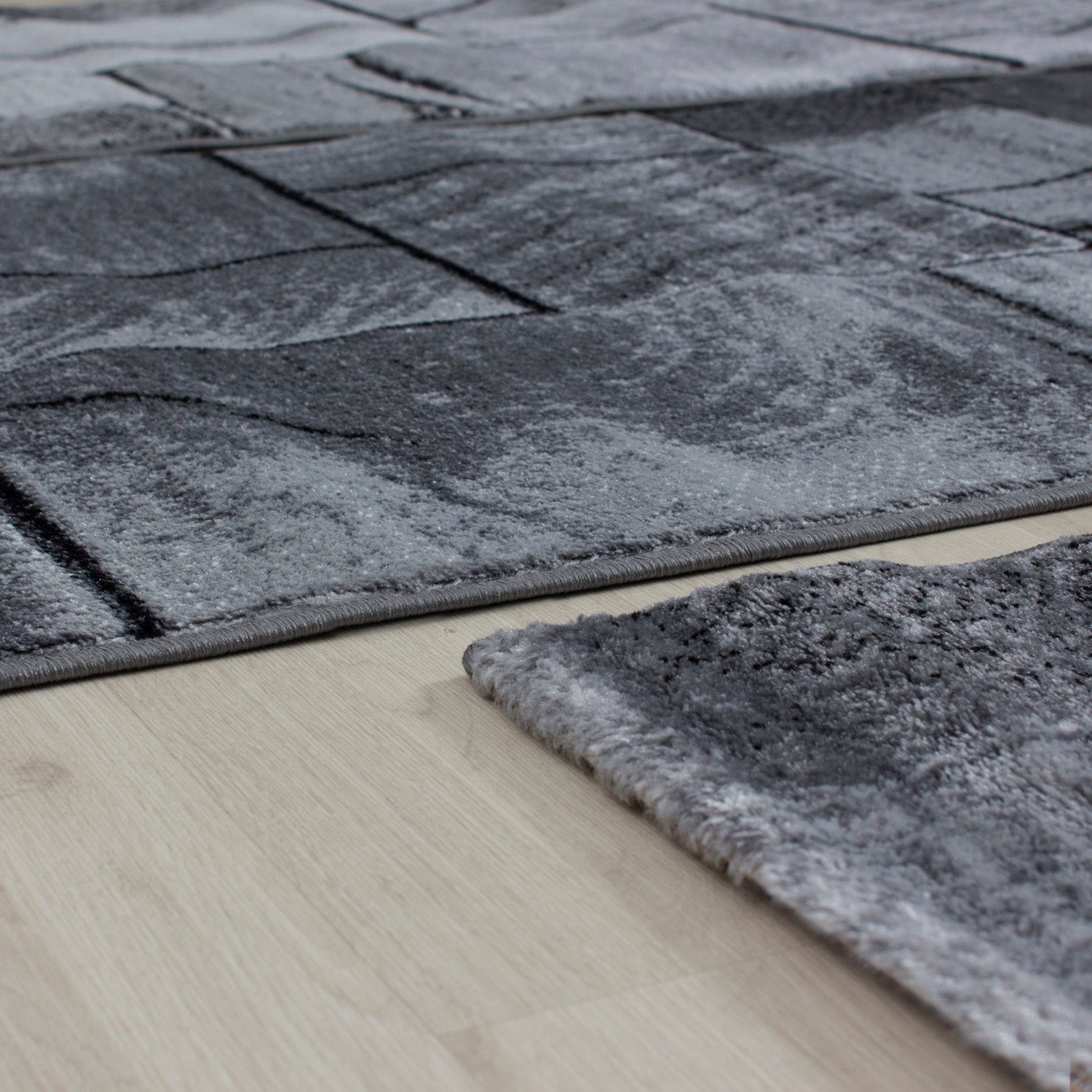 Ensemble de tapis à poils courts, bordure de lit, 3 pièces, plancher de chambre à coucher, aspect gris