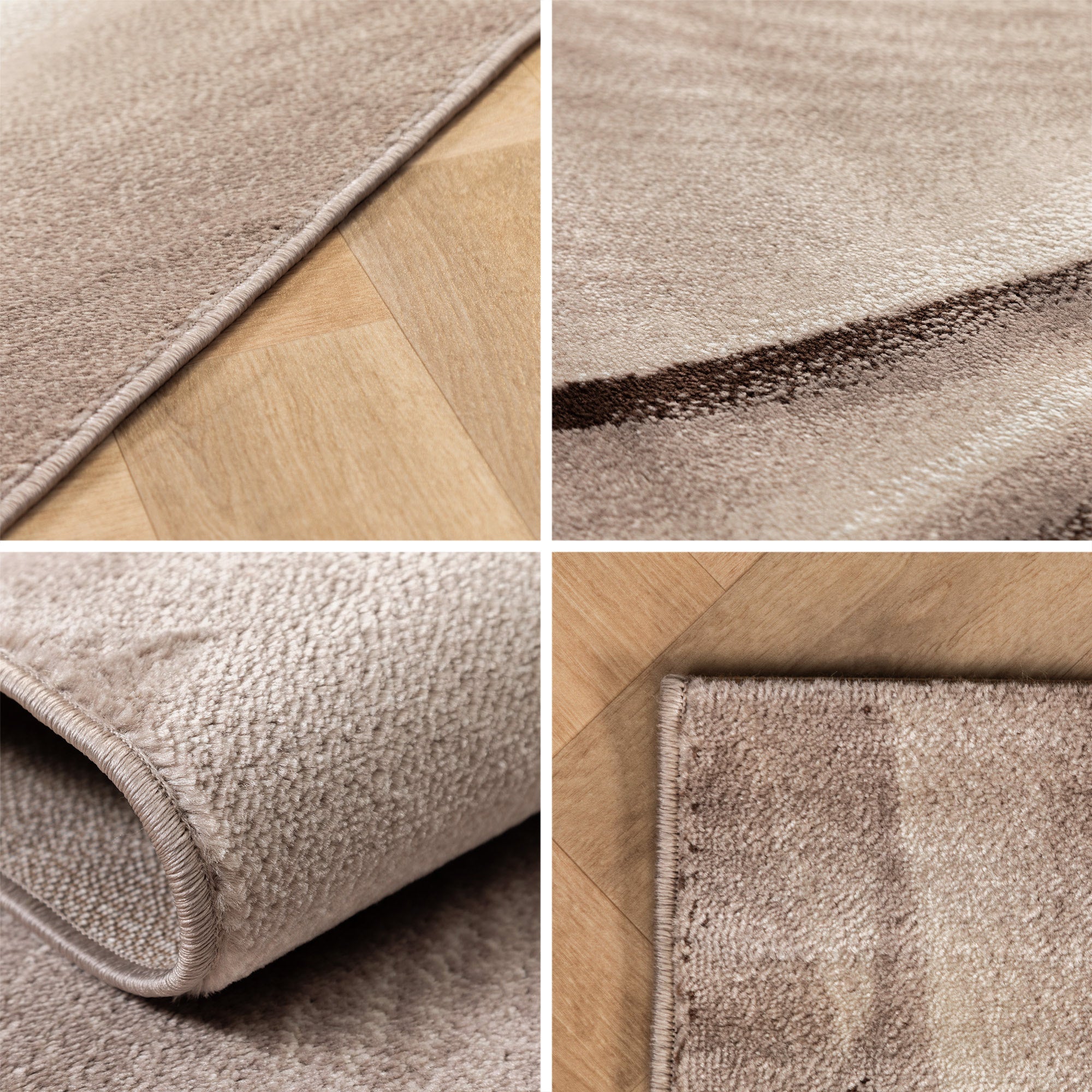 Teppich Wohnzimmer Schlafzimmer Modern Kurzflor Wellen Holzdesign Robust Weich