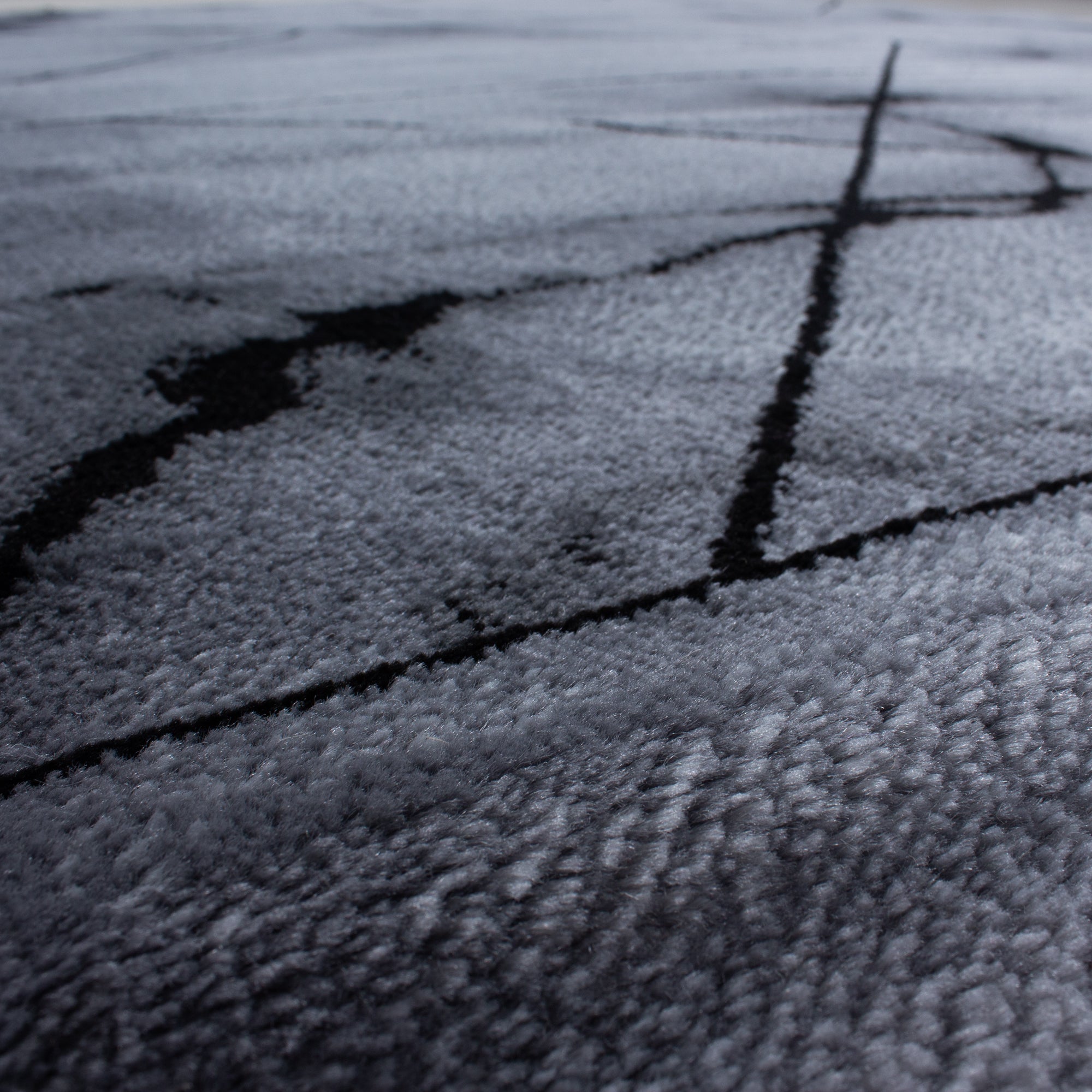 Bettumrandung Läuferset Teppich Marmor optik Linien Muster 3 Teilig Schwarz Grau