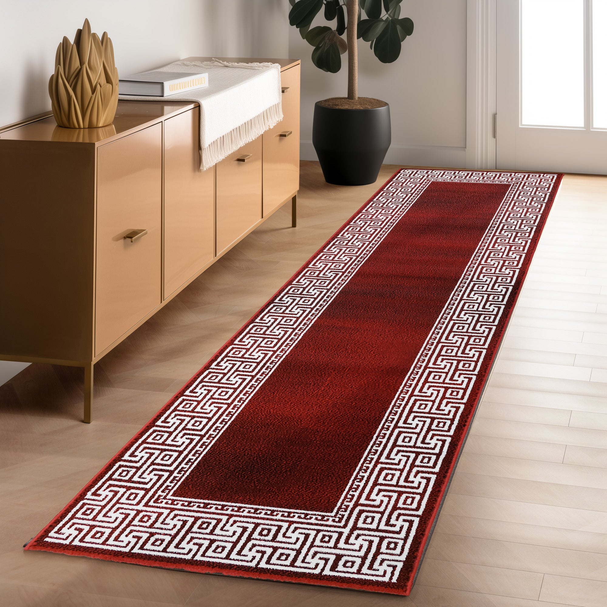 Teppich Wohnzimmer Schlafzimmer Modern Kurzflor Mäander Design Robust Weich