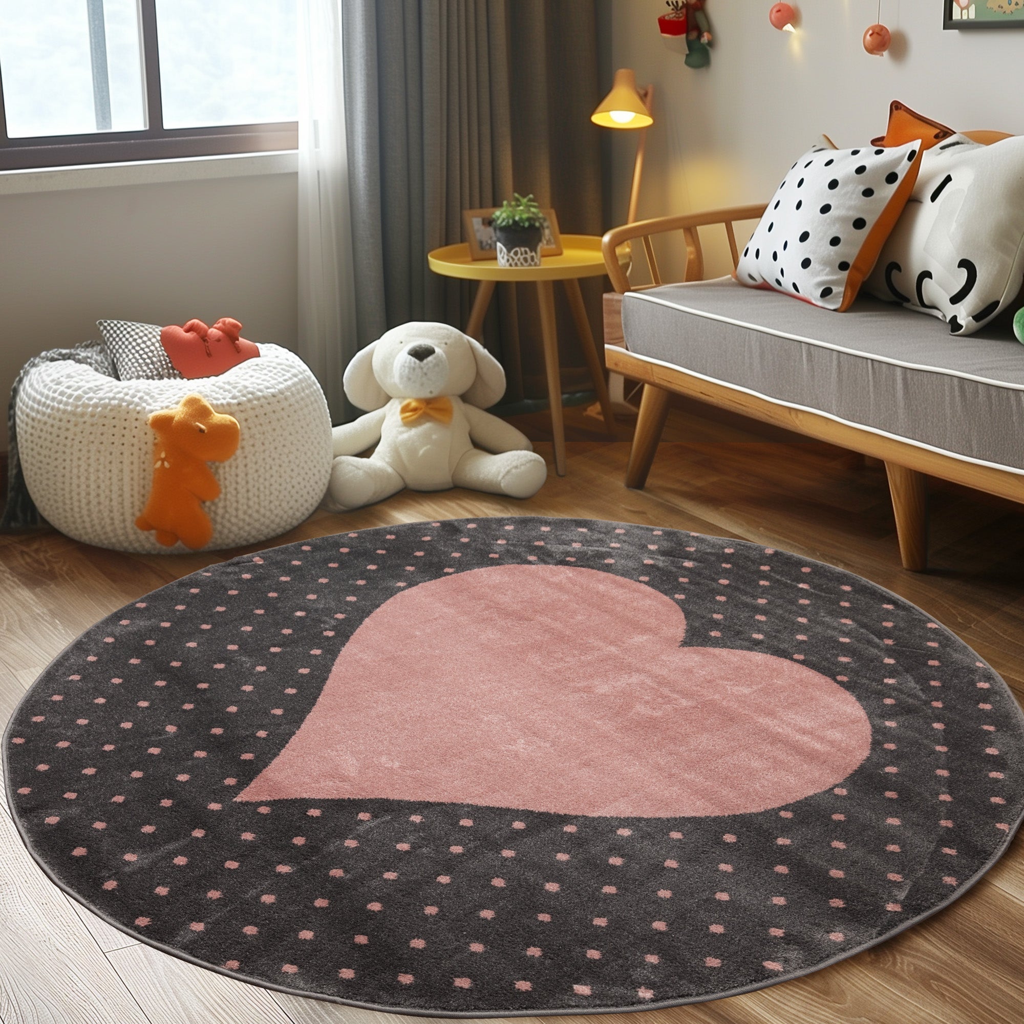 Kinderteppich Kinderzimmer Herz Design Kinder Teppich Babyzimmer Weicher Flor
