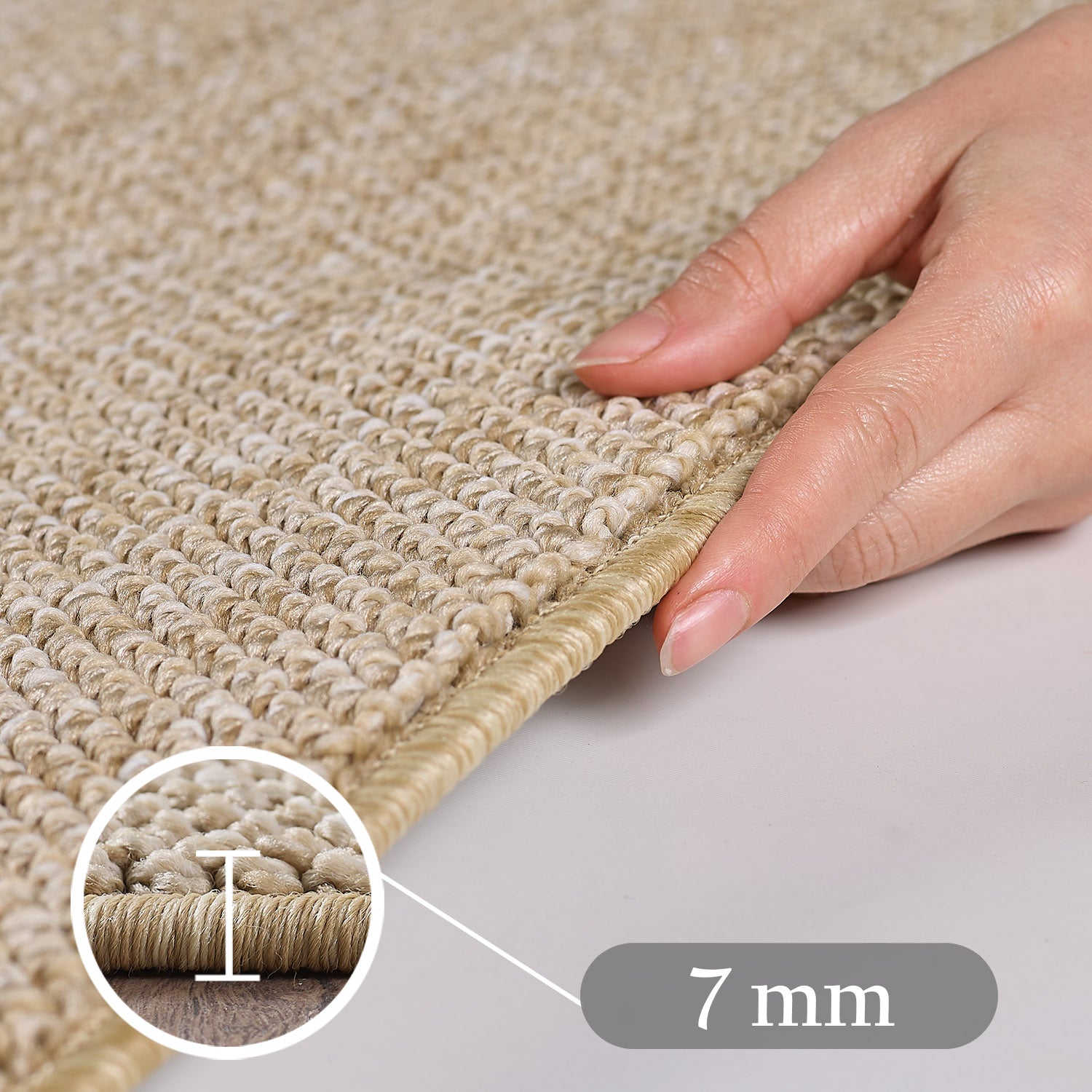 Runder Moderner Wohnzimmer Teppich Robuster, Melierter und Einfarbiger Cut-Loop