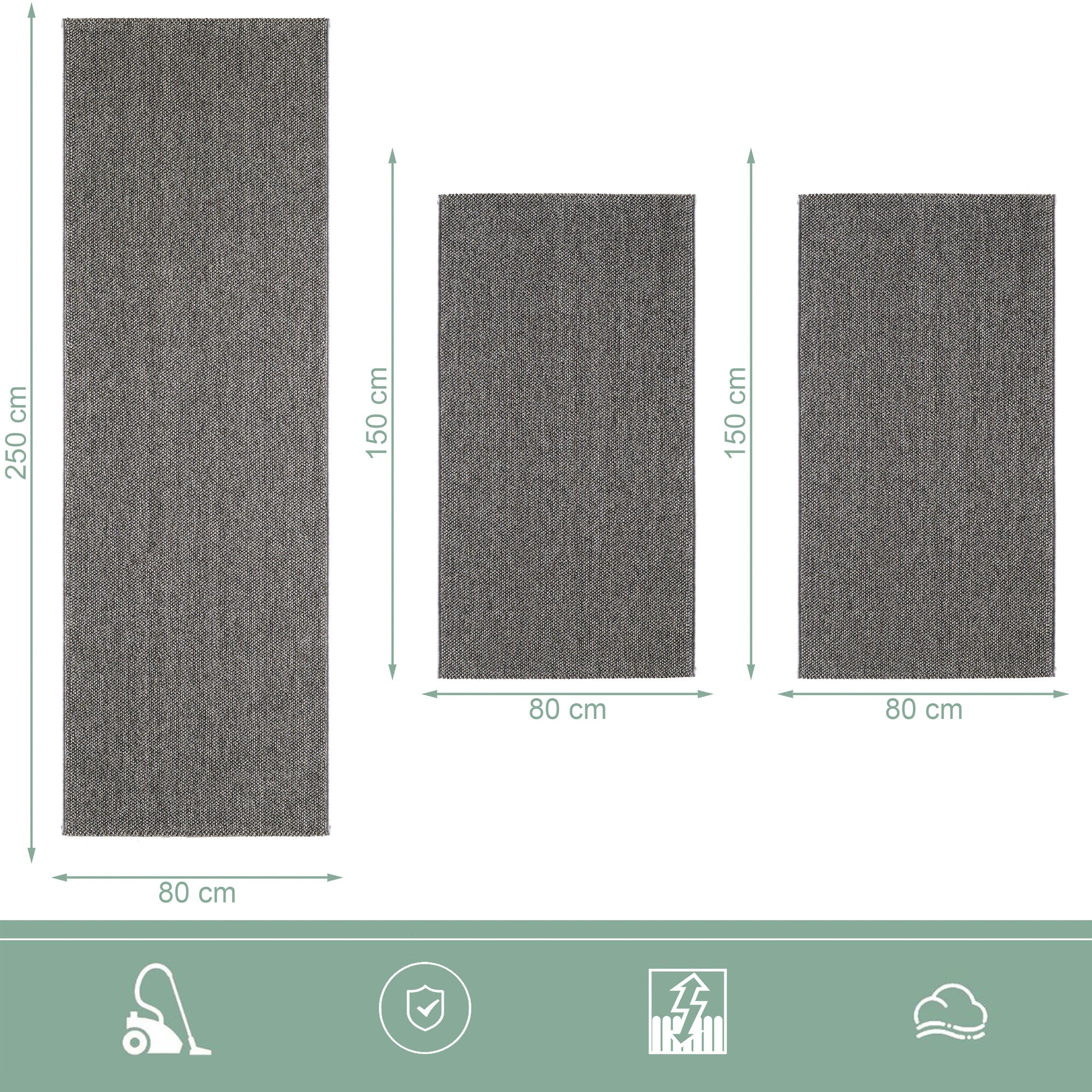 Bettumrandung Teppich Läufer mit Cut-Loop Struktur, Schlafzimmer Teppich Deko