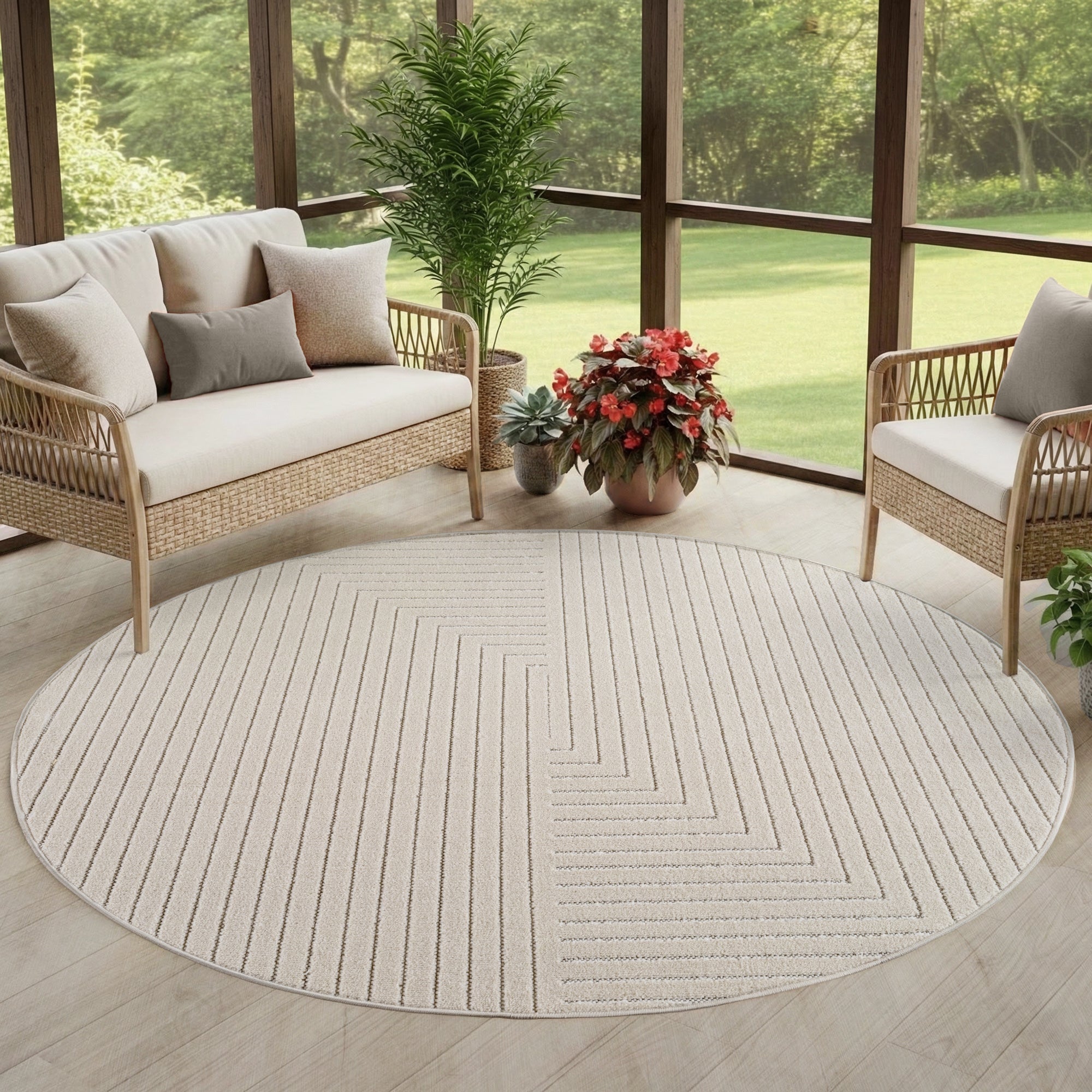 Tapis d'intérieur et d'extérieur Carpettex, résistant aux intempéries, pour salon ou balcon, lavable, couleur crème