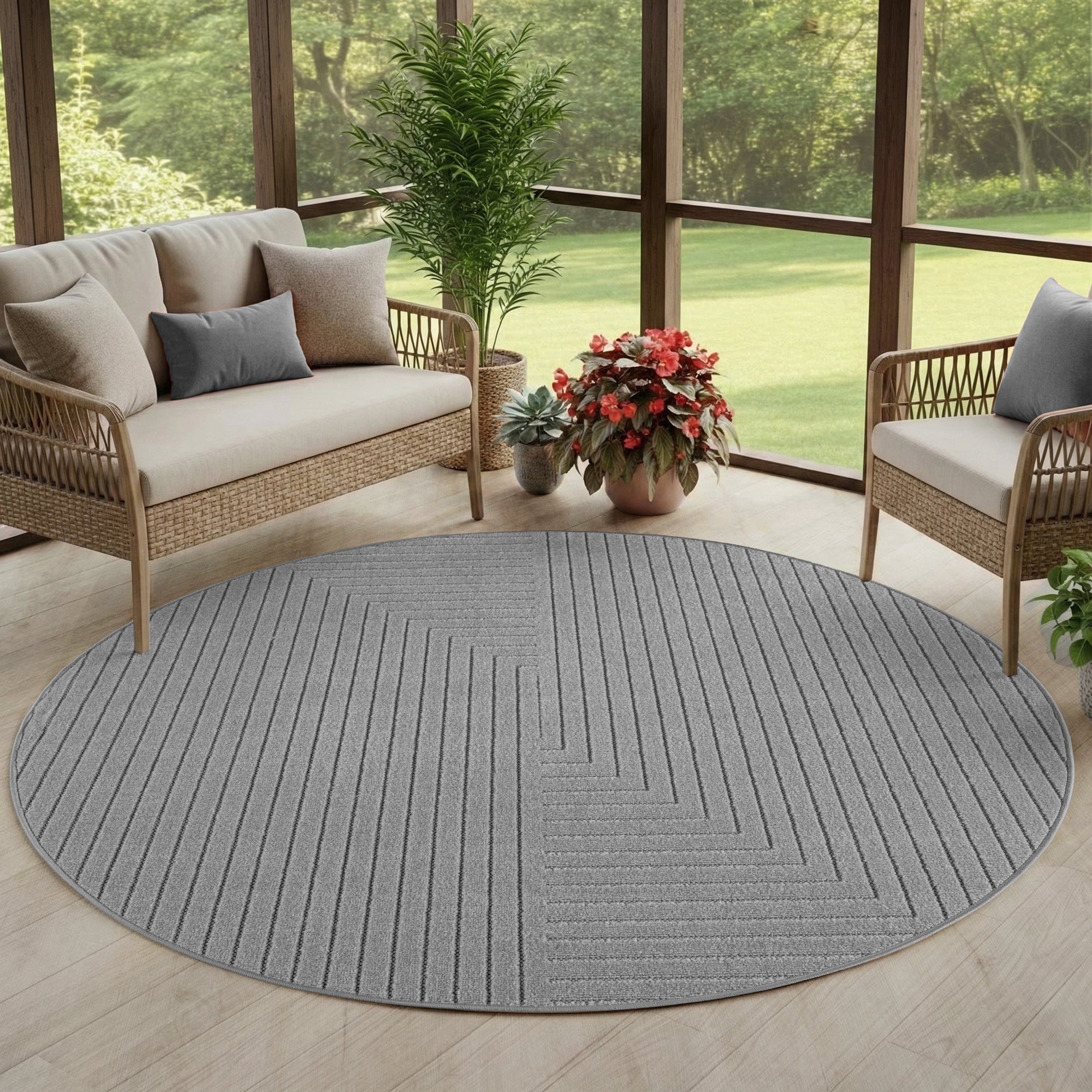 Tapis d'intérieur et d'extérieur Carpettex, résistant aux intempéries, pour salon/balcon, lavable, gris