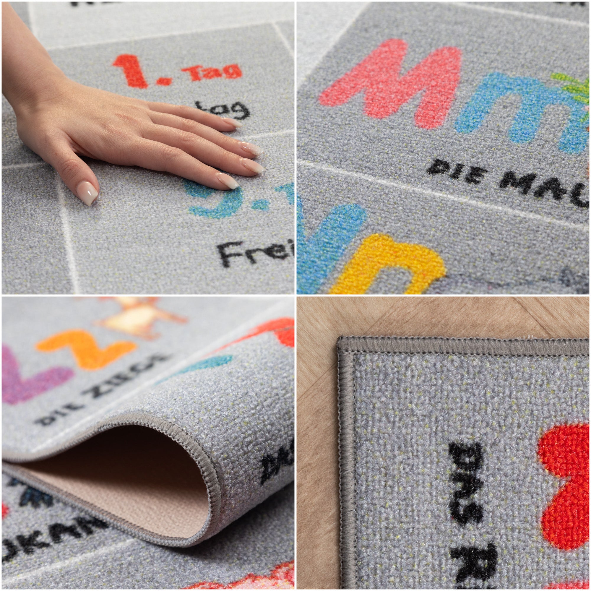 Kinderteppich Jungen oder Mädchen Alphabet Buchstaben Spielteppich Rutschfest