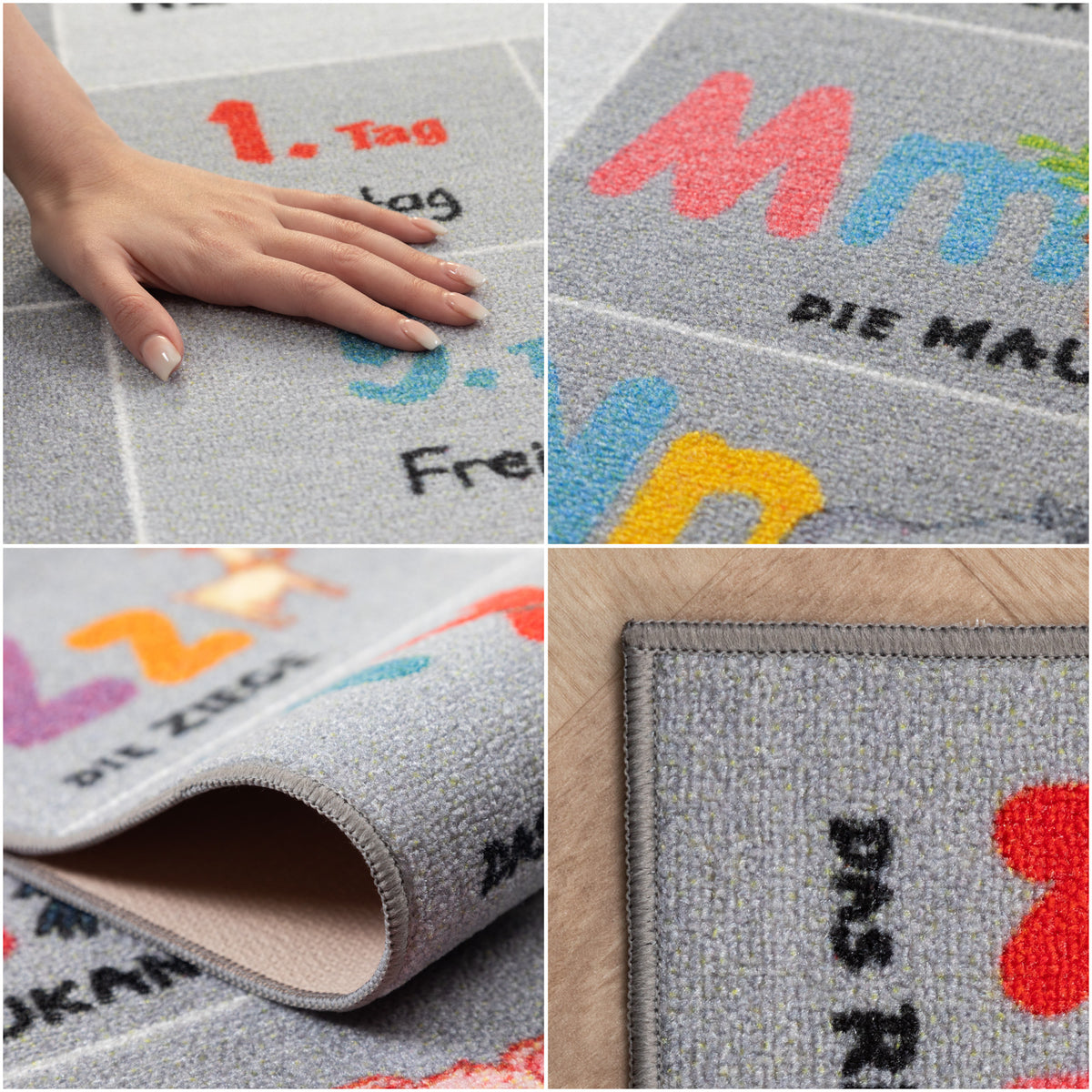 Kinderteppich Jungen oder Mädchen Alphabet Buchstaben Spielteppich Rutschfest